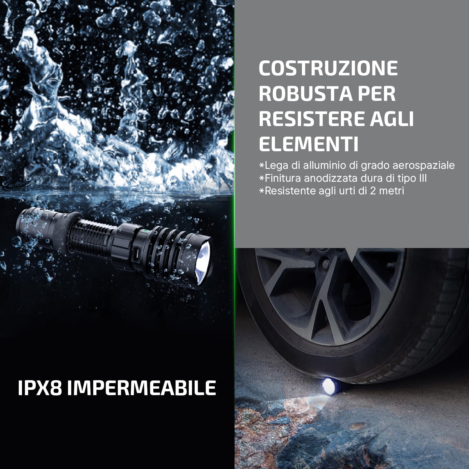 OLIGHT Warrior X 4 Ricaricabile Torcia Potente Alta 2600 LM 630M | Caricamento Tramite USB-C, Dotata di Custodia in Pelle, Impermeabile IPX8, Ideale per Attività All'aperto, Campeggio e Caccia