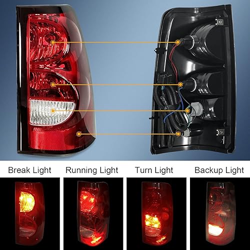 Miniatura 3 de Rongxu auto Silverado - Luces traseras compatibles con Chevy Silverado 2003-2006 15001500HD 25002500HD 3500 para el lado del conductor y del