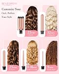 Waver Curling Iron Wand, BESTOPE PRO 5 en 1 Ensemble de baguettes de curling avec 3 Cramponner de cheveux barils pour les femmes, chauffage rapide de la baguette de cheveux Curler dans tous les types de cheveux