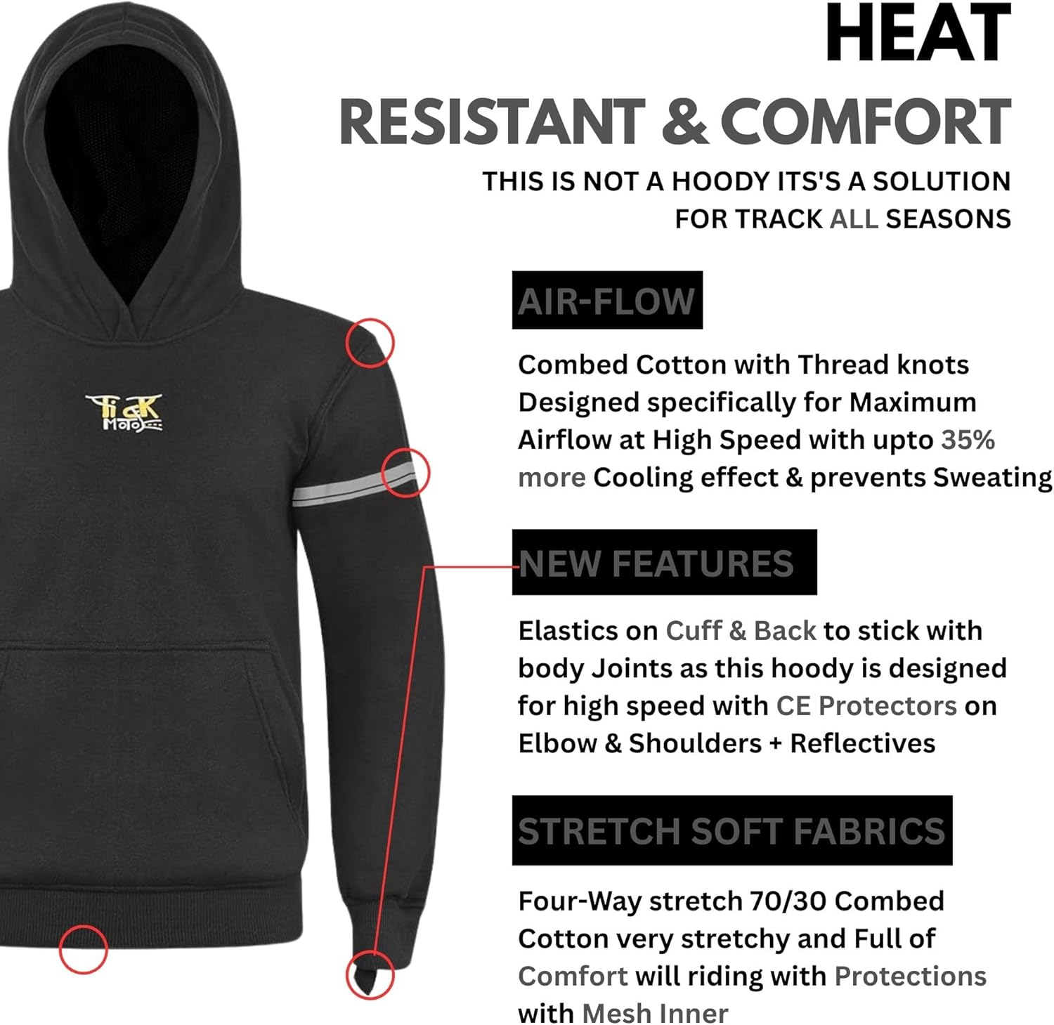 Motorcycle Armored Hoodie for Men & Women, CE-Approved Powersports protective jackets For Bikers