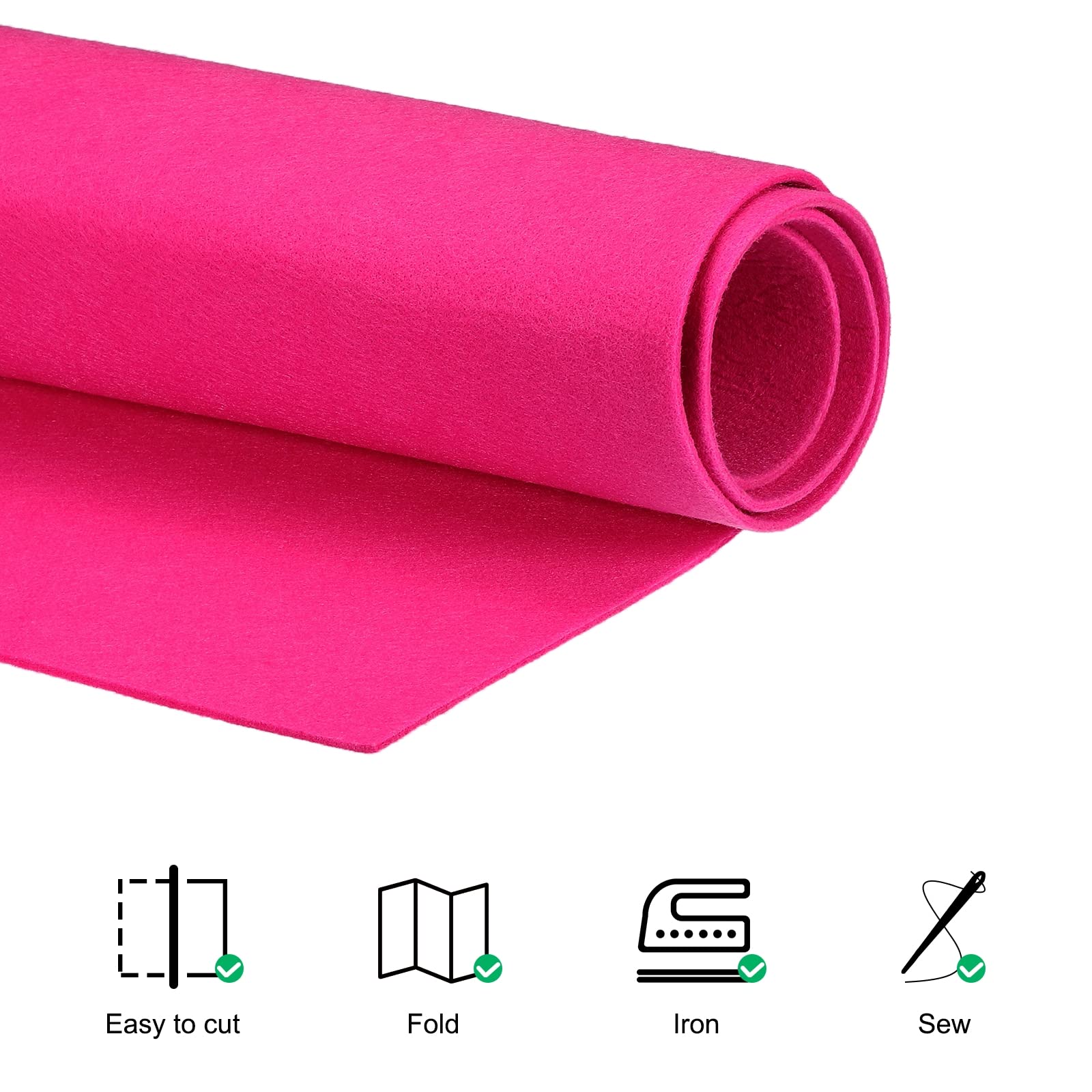 PATIKIL Foglio Di Feltro Morbidissimo Rosso Rosa 100x100cm - Spessore 3mm, Tessuto In Fibra Di Poliestere Per Artigianato Fai Da Te, Cucito E Decorazioni
