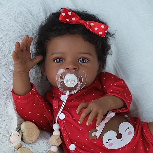 SCOM Reborn Baby Dolls Black Girl - 20 Inch African American Realistic Newborn Girl Doll, Lifelike Weighted Soft Body, Christmas Birthday Gift for Kids Age 3+