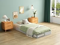 Vista 17 de Base de cama con somier de 3 pulgadas, tamaño individual, base de colchón de metal resistente con funda de tela, sin ruido, fácil montaje