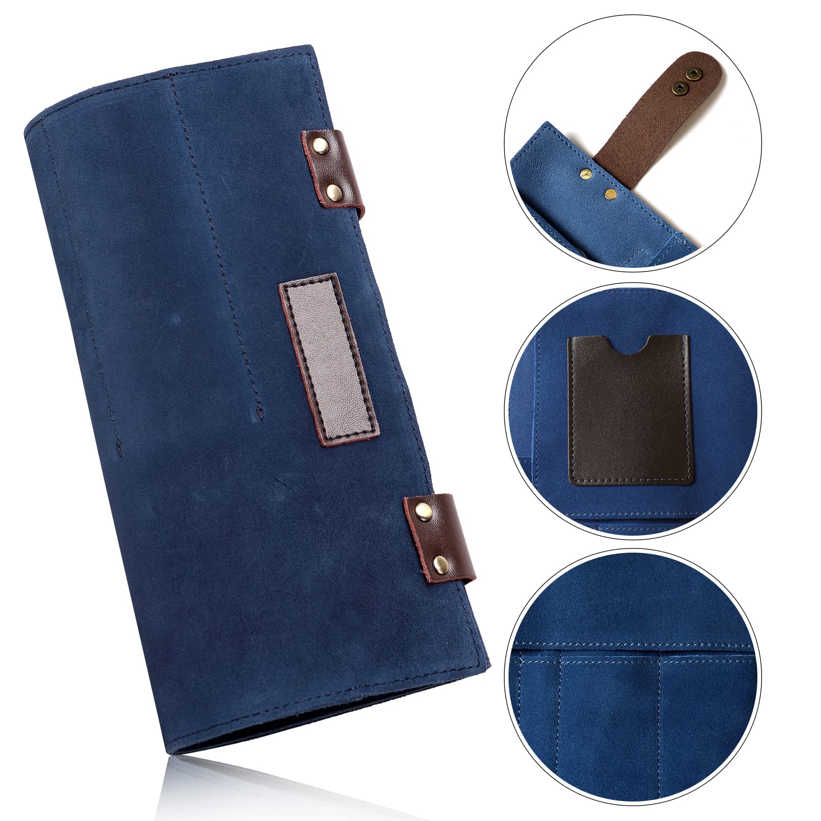 HJ-ZP011-Blue Scherentasche zum Aufrollen, 12 Taschen, echtes Leder, Stylisten-Fellpflege, Scherenhalter, Friseur-Haarschere, Scheren für Friseure