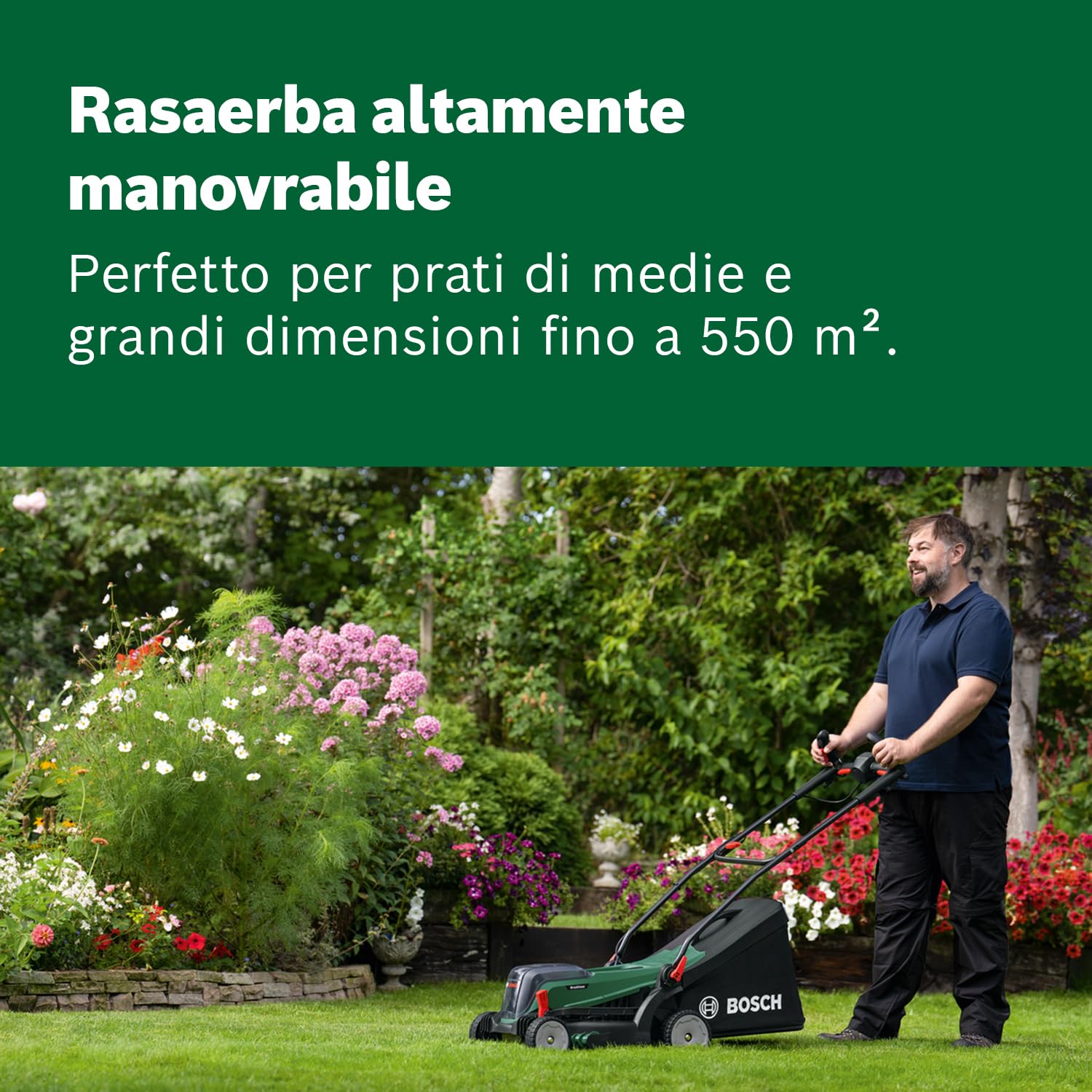 Bosch Tagliaerba/Tosaerba a batteria UniversalRotak 2x18V-37-550 | fino a 500 m2; 18 Volt System; larghezza di taglio: 37 cm; 2 batterie da 18 V 4.0 Ah e caricabatteria