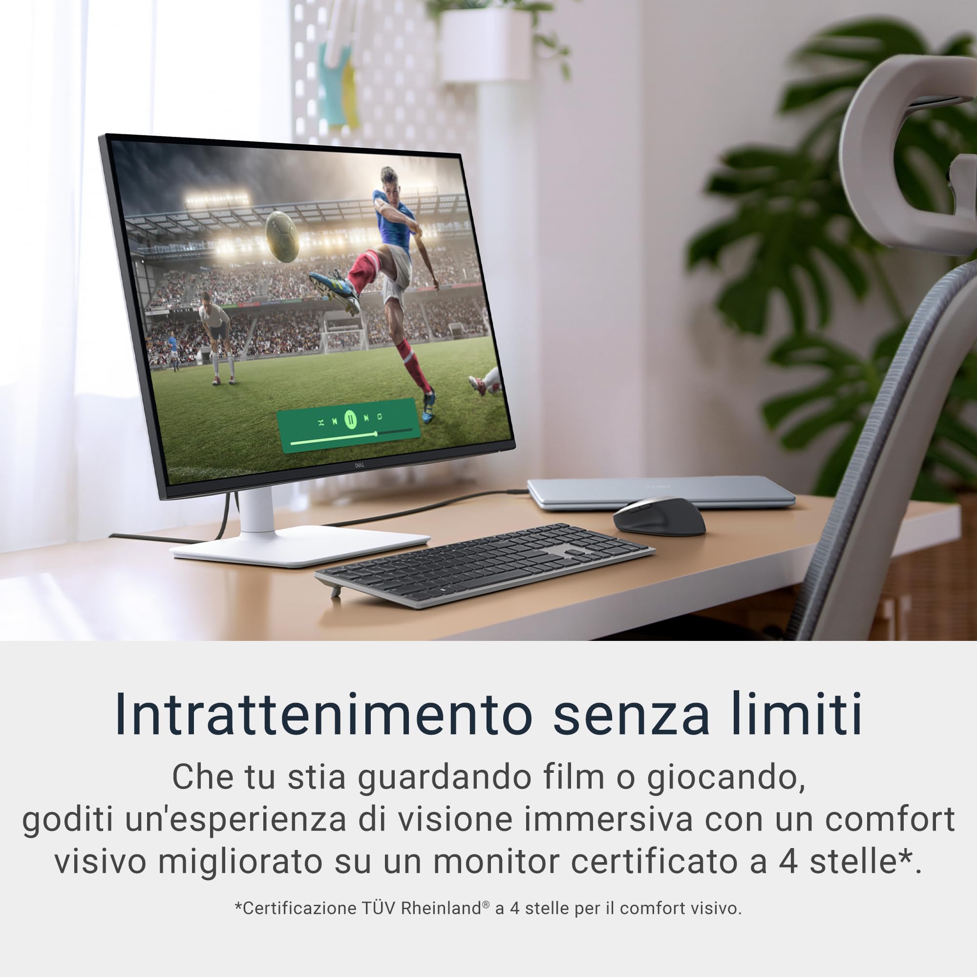Dell 27 Plus Monitor - S2725QS, 4K UHD (3840x2160), 120Hz, IPS, 4ms, AMD FreeSync Premium, 99% sRGB, Regolabile in Altezza, Altoparlanti integrati, DisplayPort, 2 HDMI, 3 Anni di Garanzia