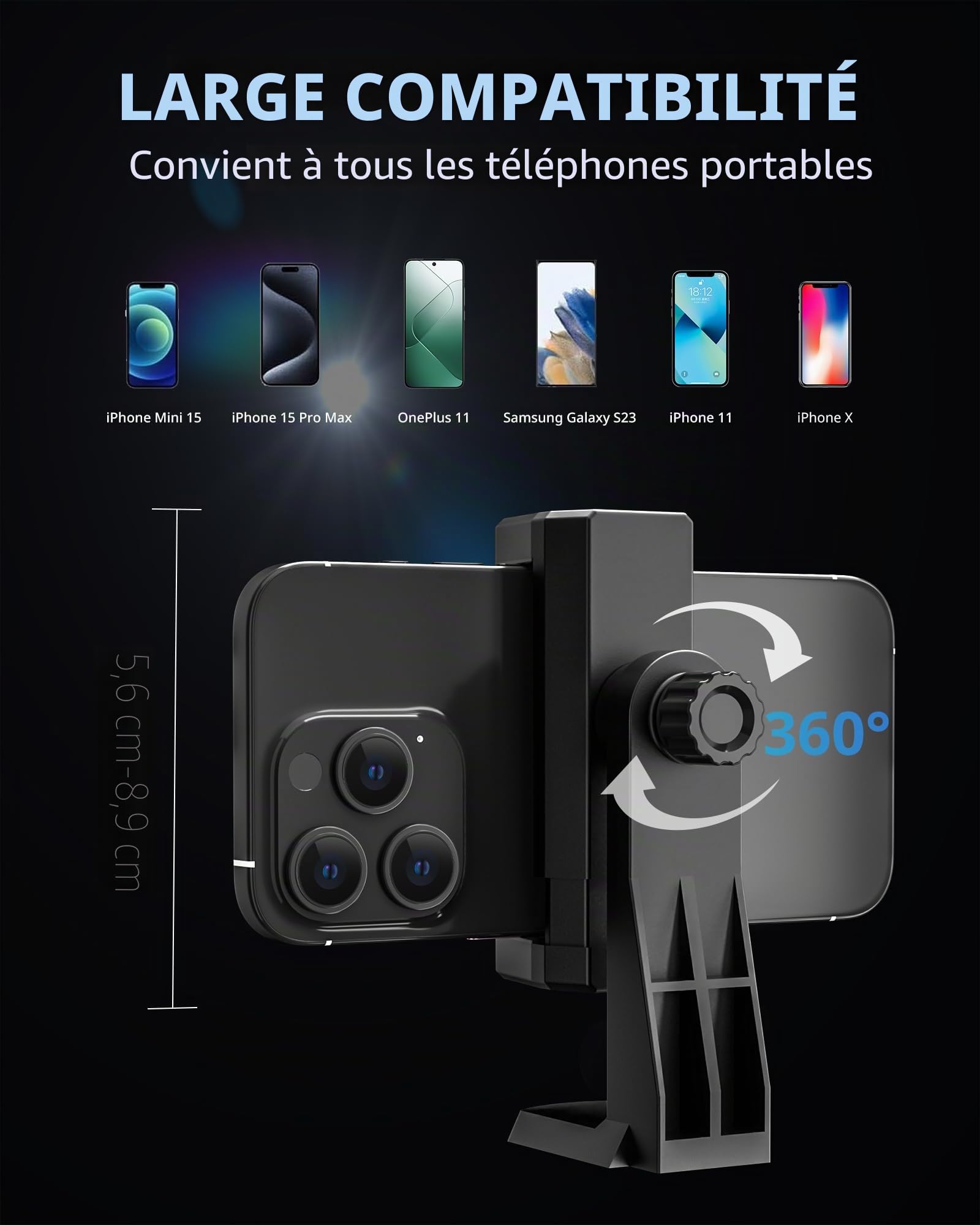 UBeesize Anneau Lumineux avec trépied, Anneau Lumineux de 30,5 cm, Style poulie réglable, avec Support pour téléphone Portable et roulettes pour l'enregistrement vidéo, Le Streaming en Direct, la