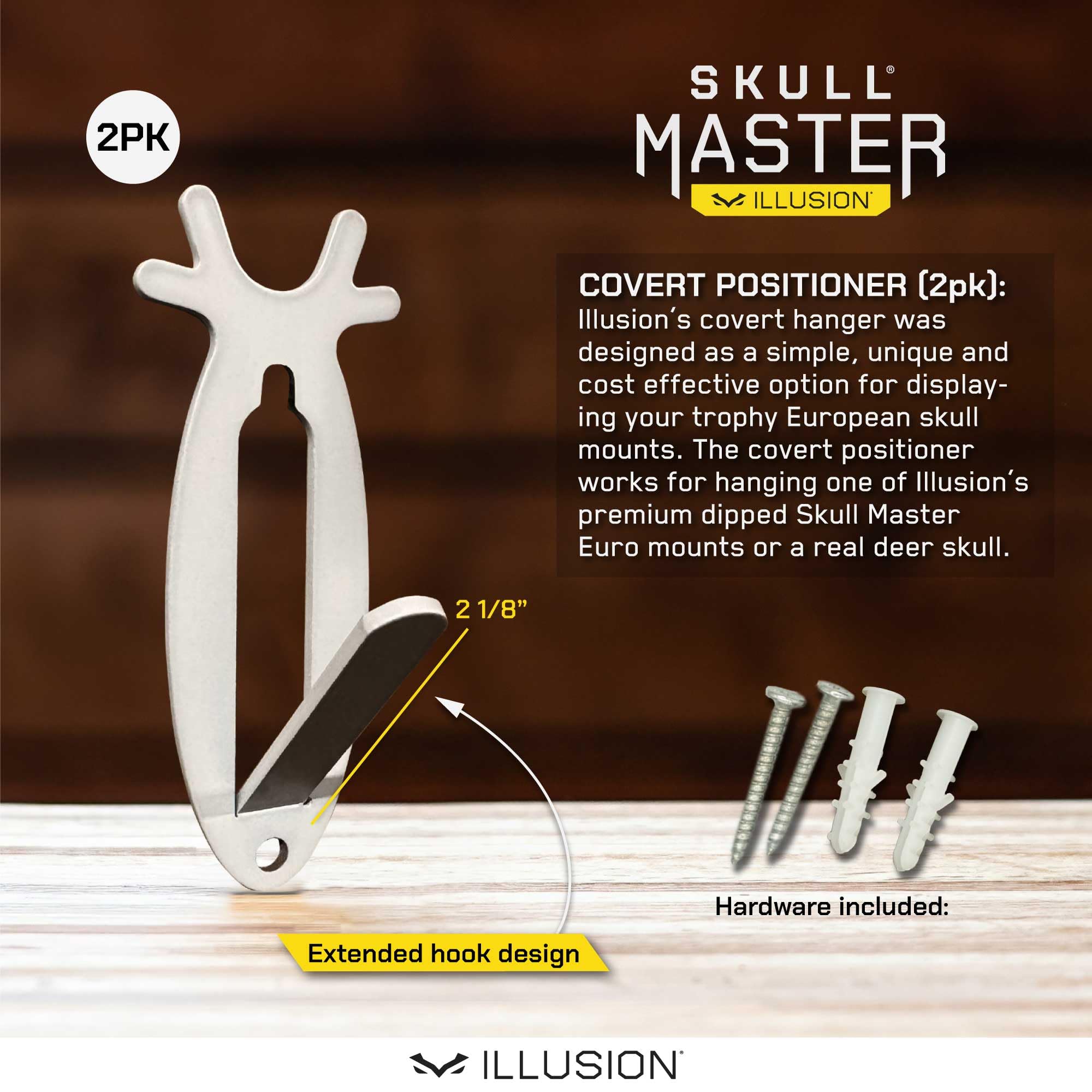 Mountain Mike's Skull and Head Mount for Hanging Deer, Antelope, or Small Game | Made from Powder-Coated Steel in Cool Grey Hue Color | Anchors and Screws Included (2 Pack)