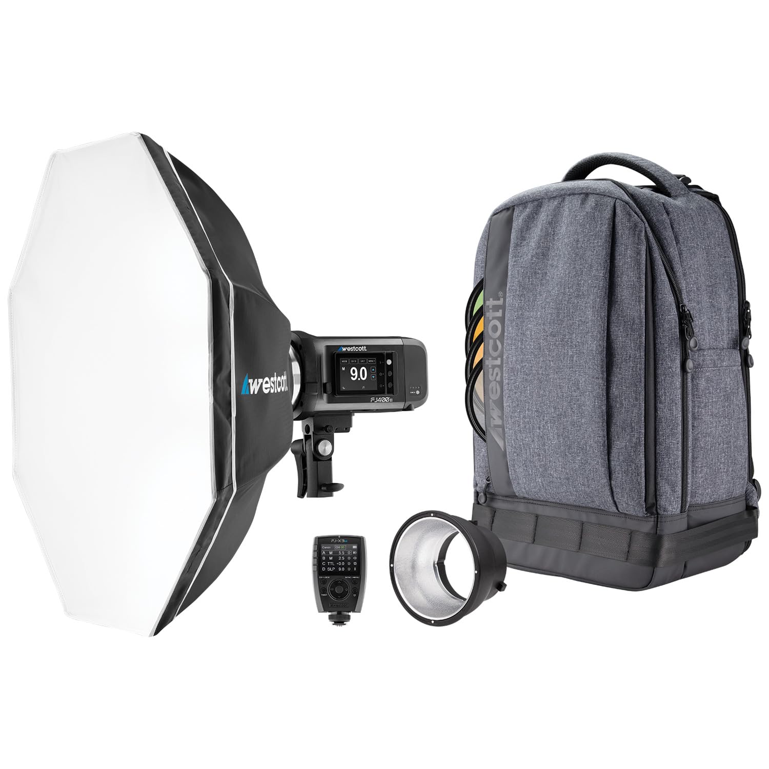 Westcott FJ400 II Touchscreen Strobe 1-Light Backpack Kit with FJ Pro AC/DC Battery (400Ws) & FJ-X3 M Universal Wireless Trigger