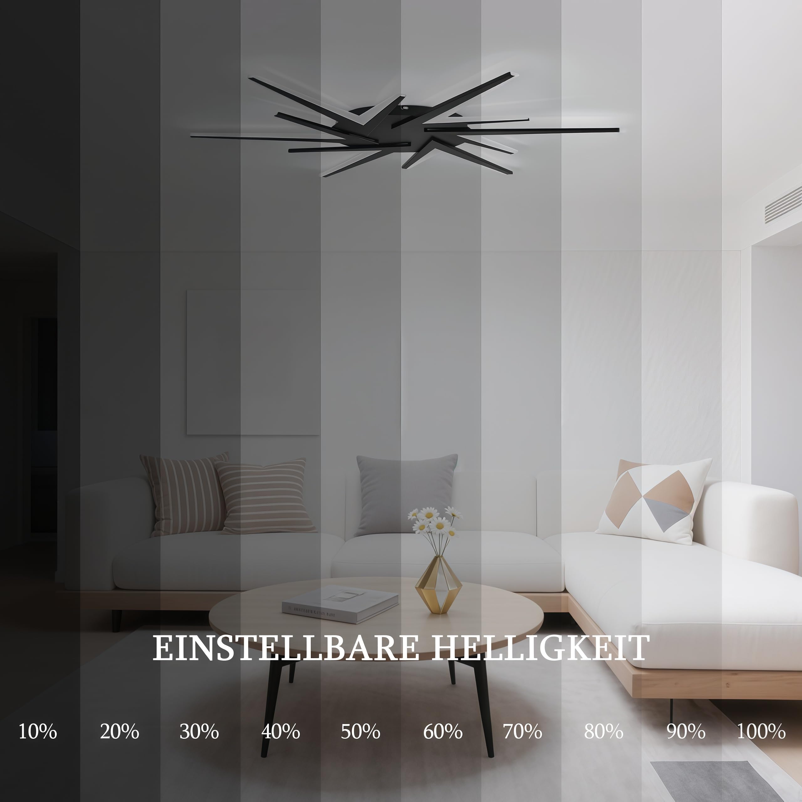 LED Deckenleuchte Dimmbar, 55W Deckenlampe LED mit Fernbedienung, 90cm Wohnzimmerlampe APP Farbwechsel, Moderne Deckenlampe Wohnzimmer Lampe wohnzimmer, Energie Sparen Dimming Lampen Schlafzimmerlampe