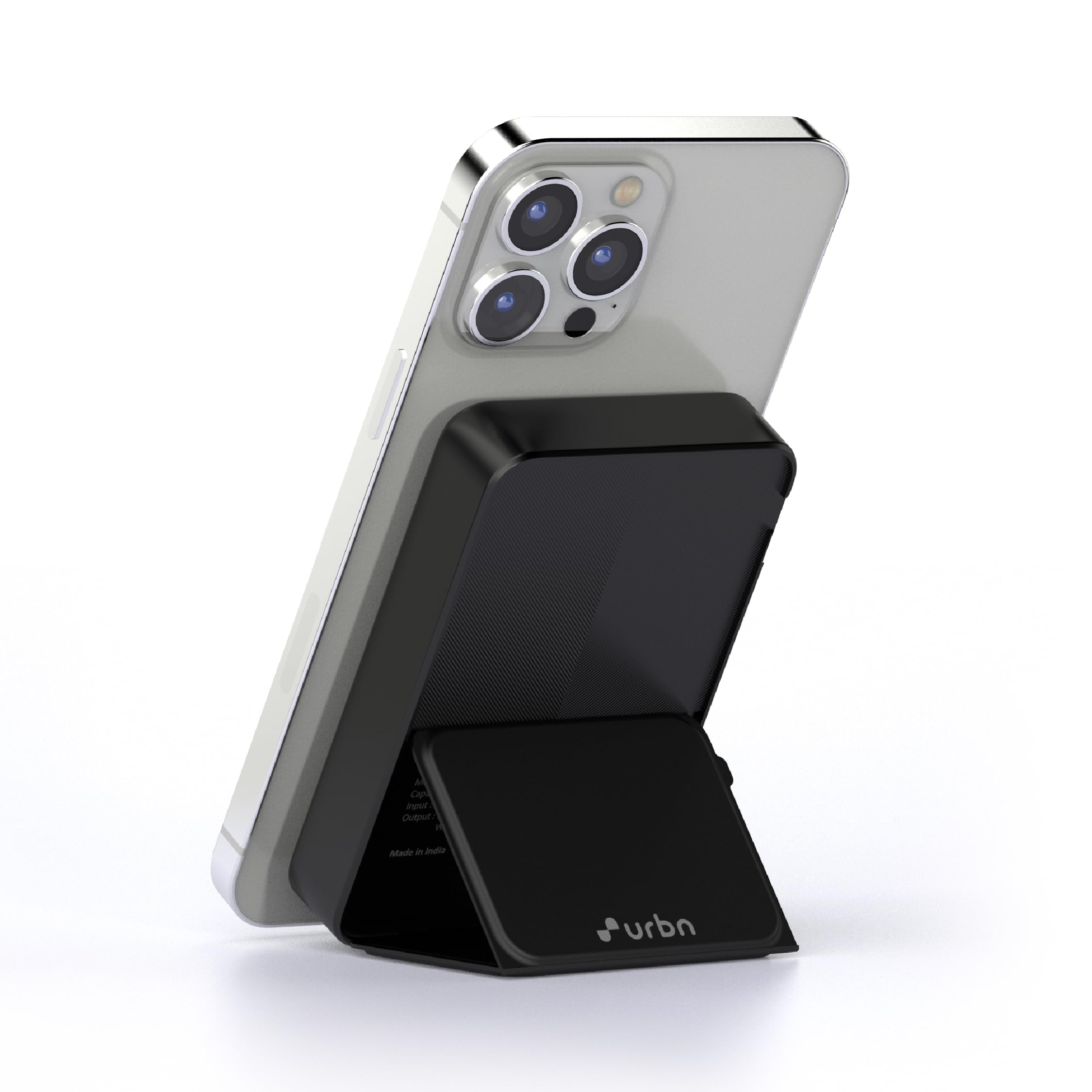 URBN 10000 mAh Stand Magsafe Power Bank with Stand | 15W Fast Wireless Charging |Strong Magnetic Hold | Type C Input/Output | Pass Through Charging | MagTag Ring Included | (Black)-image-40