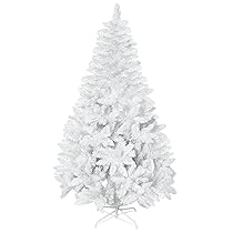 HOMCOM 180 cm Albero di Natale Artificiale con 550 Rami in PVC e Acciaio, Bianco
