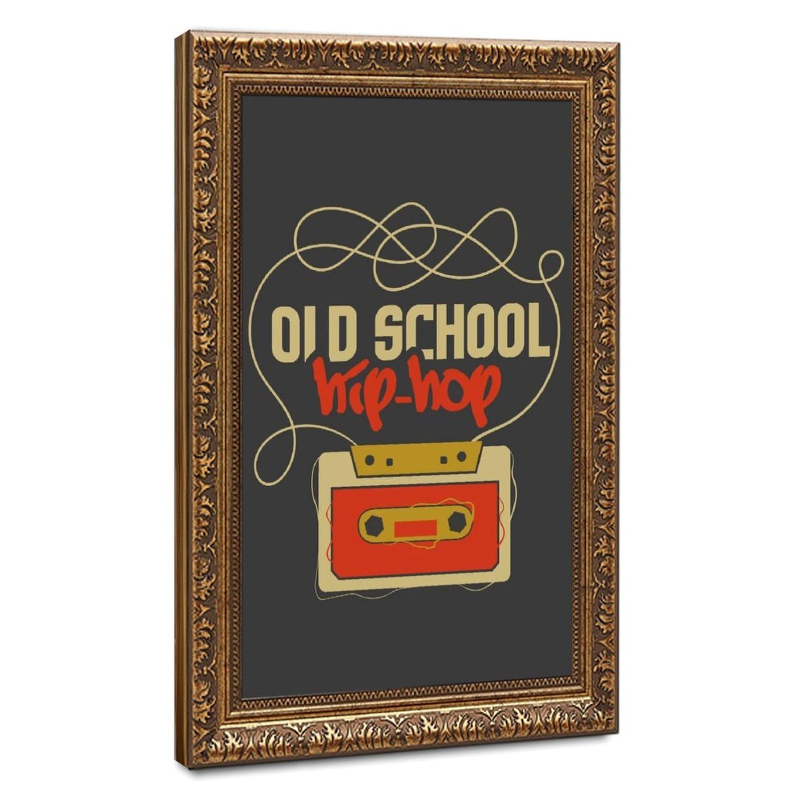 Poster retrò Old School Hip Hop 4 poster su tela decorazione artistica da parete stampa dipinti per soggiorno camera da letto decorazione retrò cornice dorata: 40,6 cm L x 61 cm W