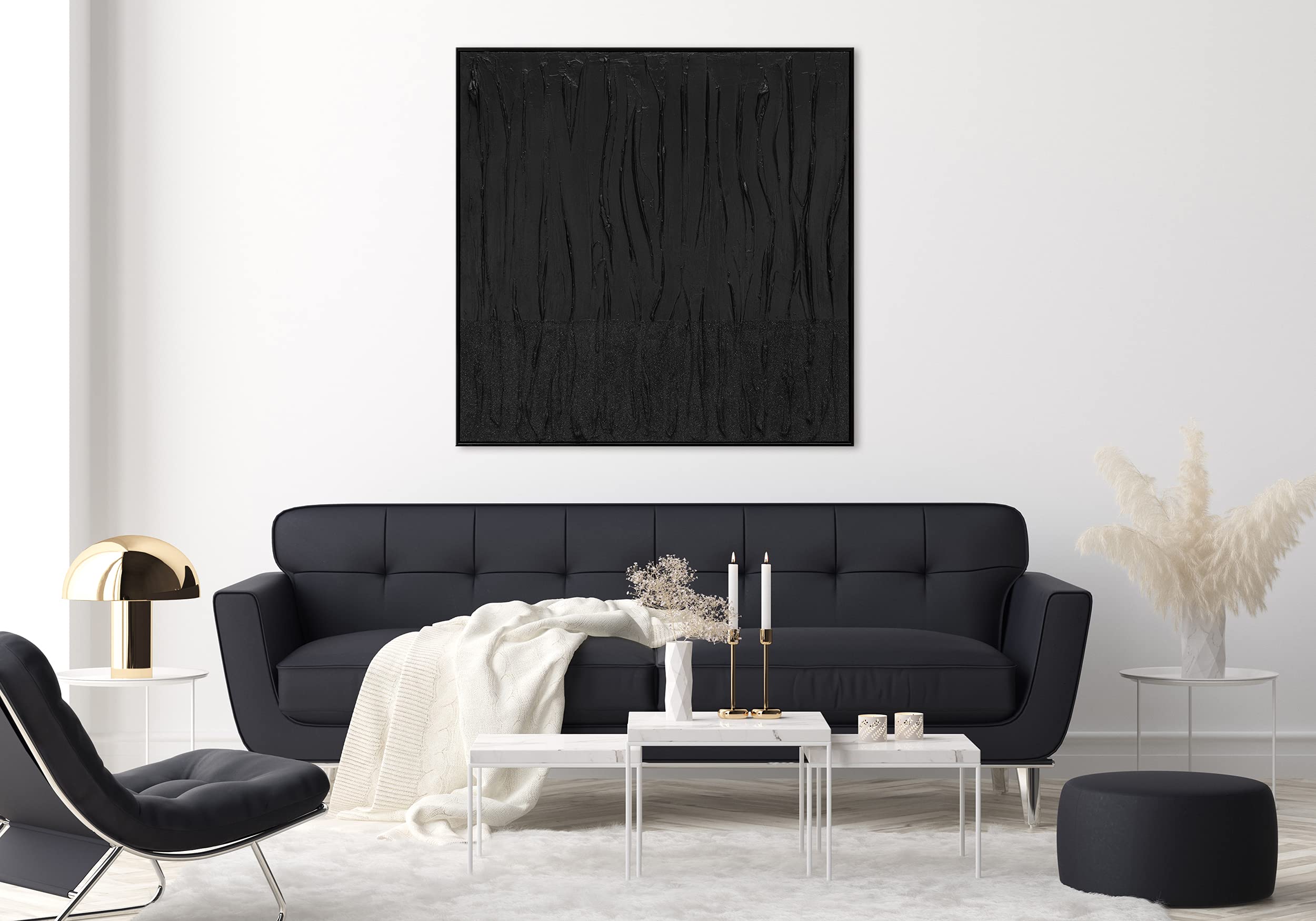 Abstrakt Acryl Gemälde auf Leinwand schwarzer Samt handgemalt Wandbilder Wohnzimmer modern Wohndekor quadratisch echtes Kunstwerk