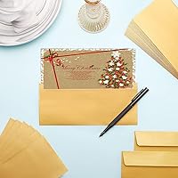 Vista 6 de Paquete de 100 sobres rectangulares metálicos dorados, sobres comerciales imprimibles para cartas corporativas, documentos legales, cheques