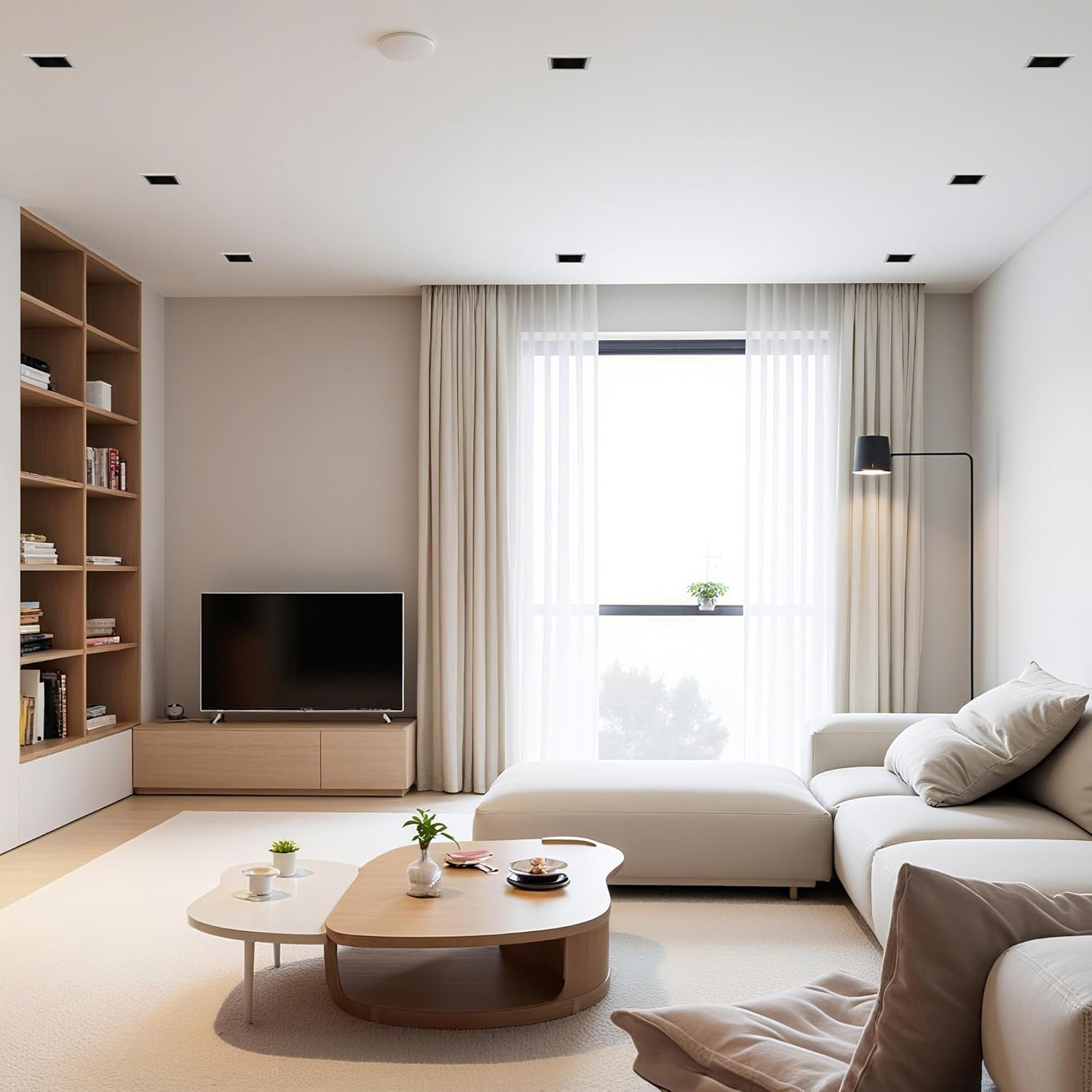 3 Inch Square 12W LED Dimmable Recessed Downlight, Home Indoor Directional Ceiling Spotlight Surface Fixture with 36° Beam Angle, Honeycomb Mesh Anti-Glare Design, Includes Junction Box