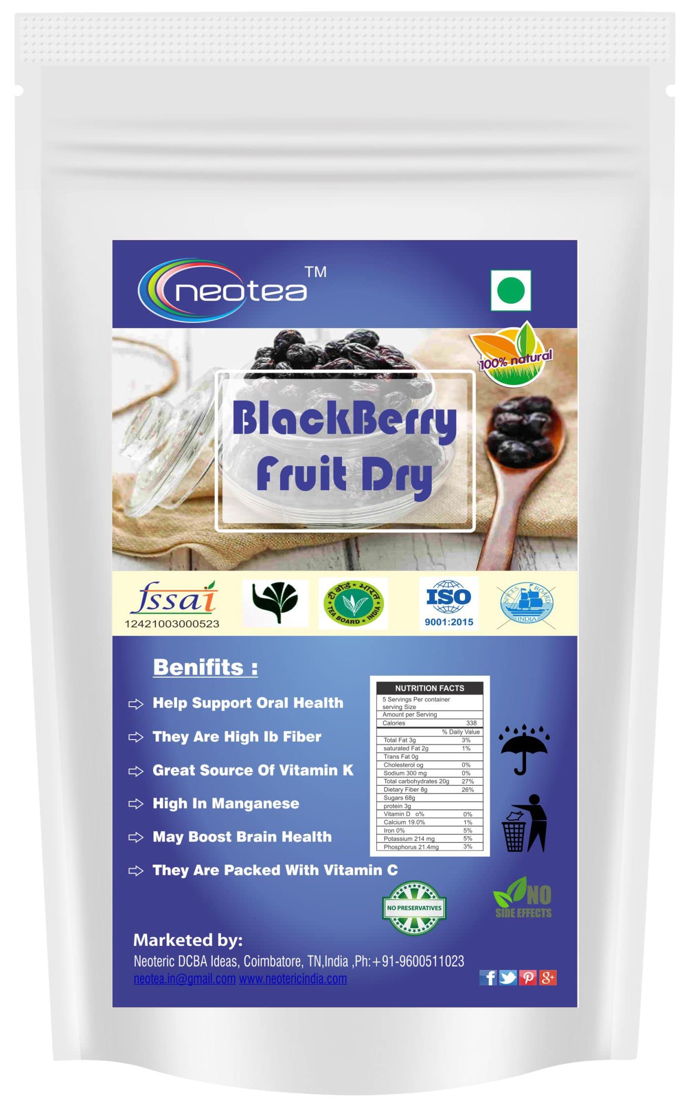 Neotea Fresh Black Berries Plum Dry Fruit 200 gm (B07MDN9ZWL) Amazon Price History, Amazon Price Tracker