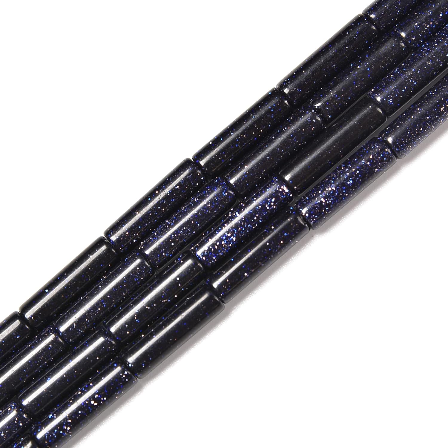 JM Design Blue Sandstone Cylinder Tube Beads Size 4x13mm 15.5'' Strand for Jewelry Making
