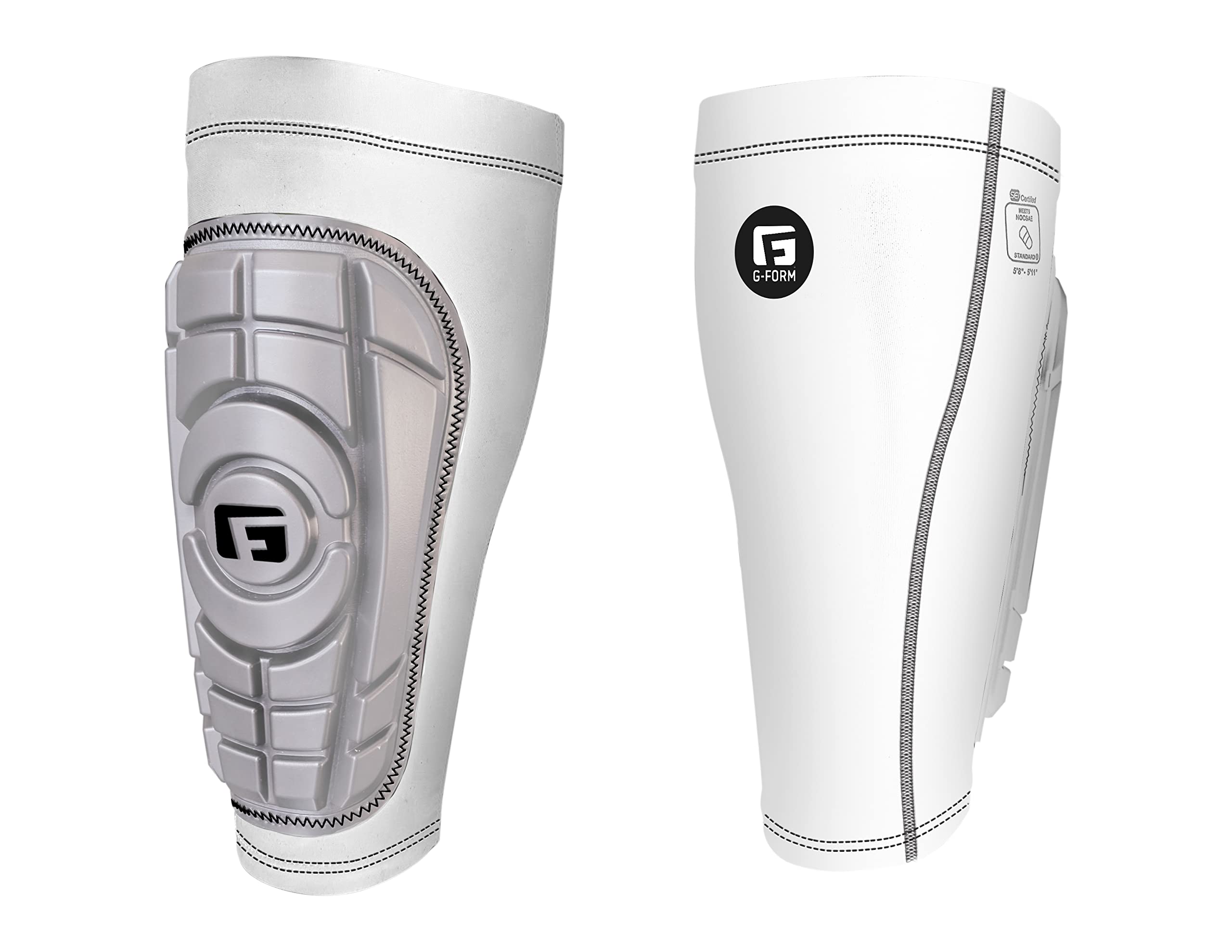 G-FormPro-S Compact Football Shin Guards - Football Shin Guards - Silver/White, Adult Medium