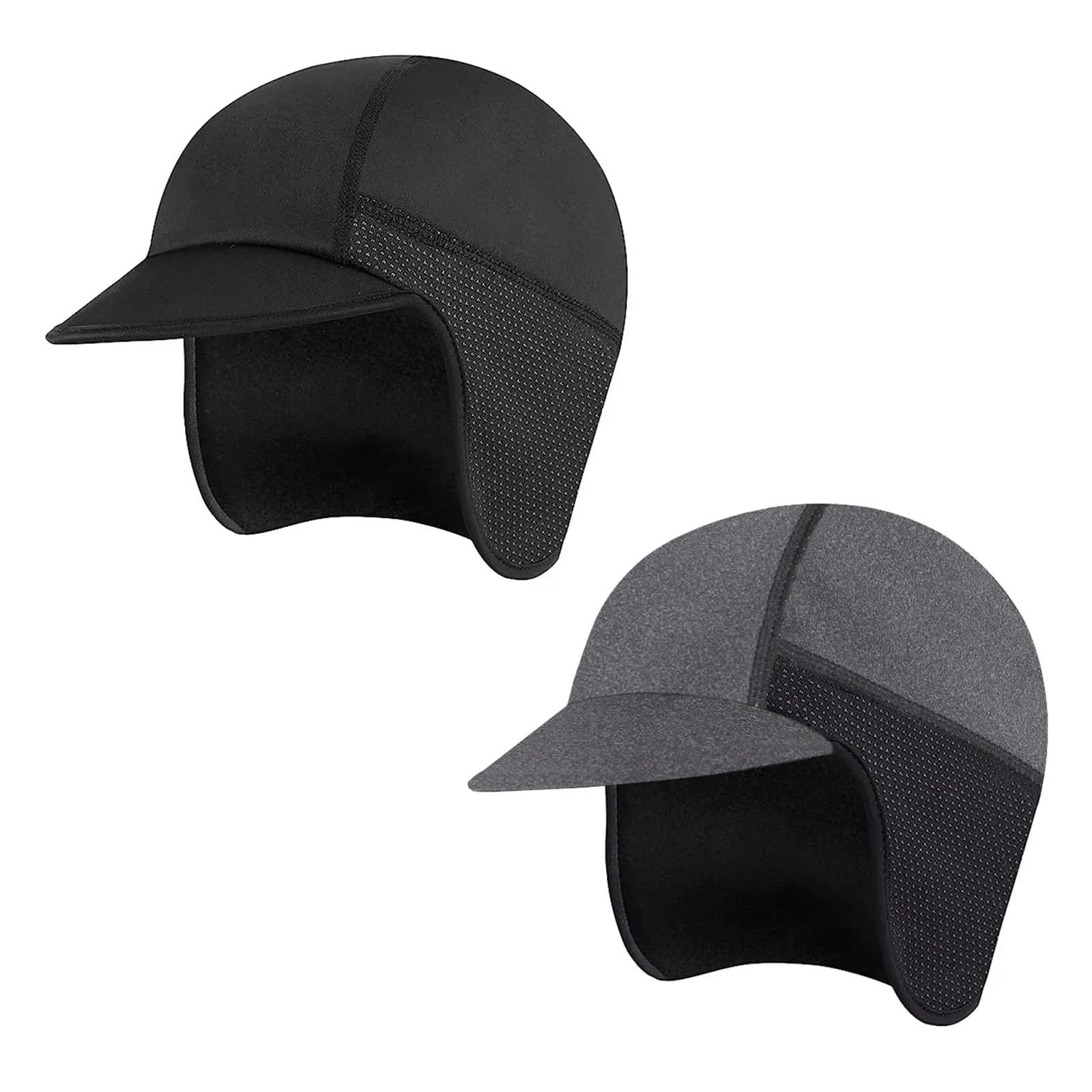 2 pezzi cappello da ciclismo protezioni for le orecchie calde assorbenti del sudore fodera antivento traspirante for l'esercizio fisico escursionismo sci campeggio freddo per Ciclismo(Black)