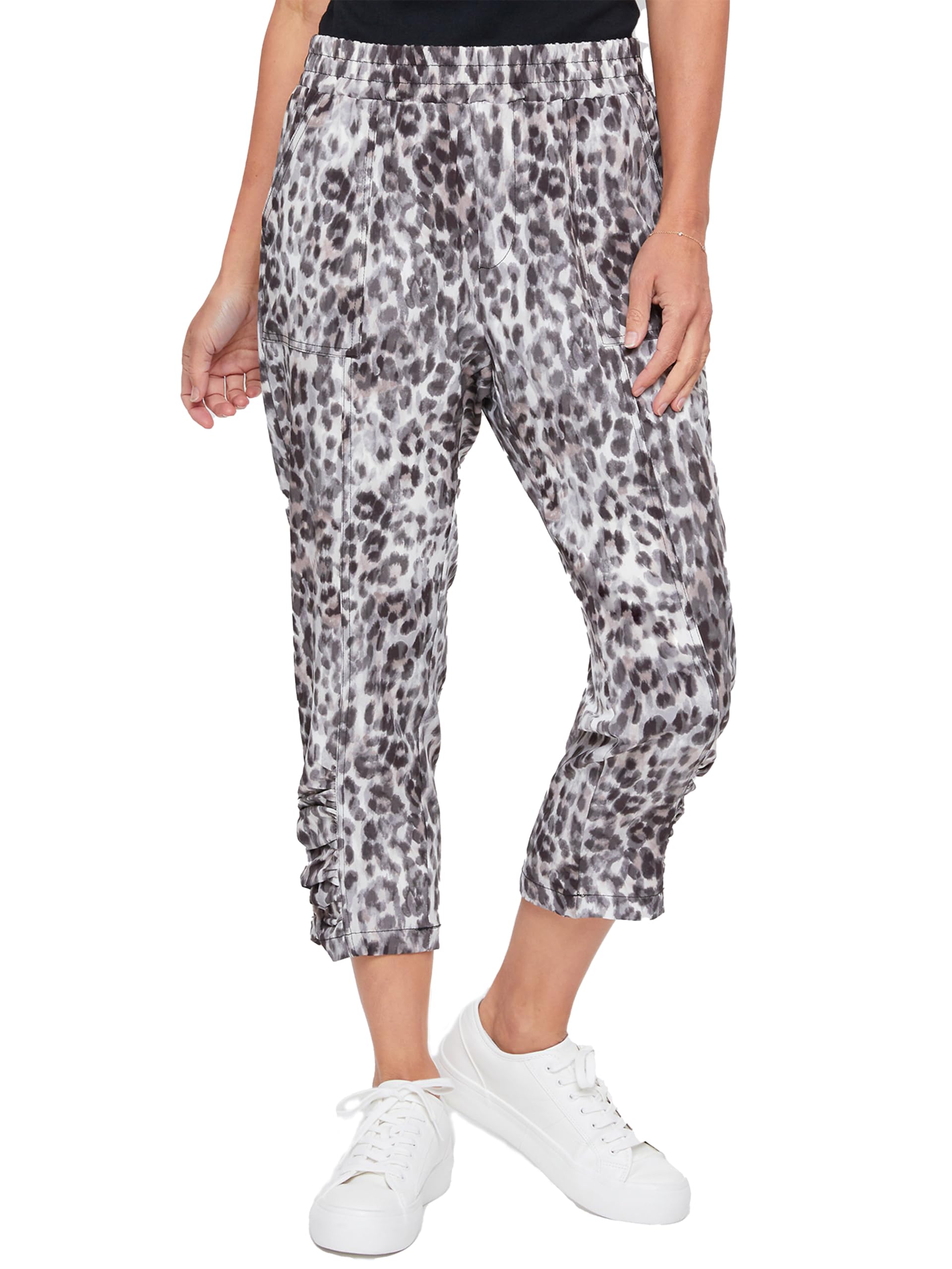 Royalty for Me Womens Royalty for Me Womens Elastic Waist Flood with Side Ruching Ankle Detail