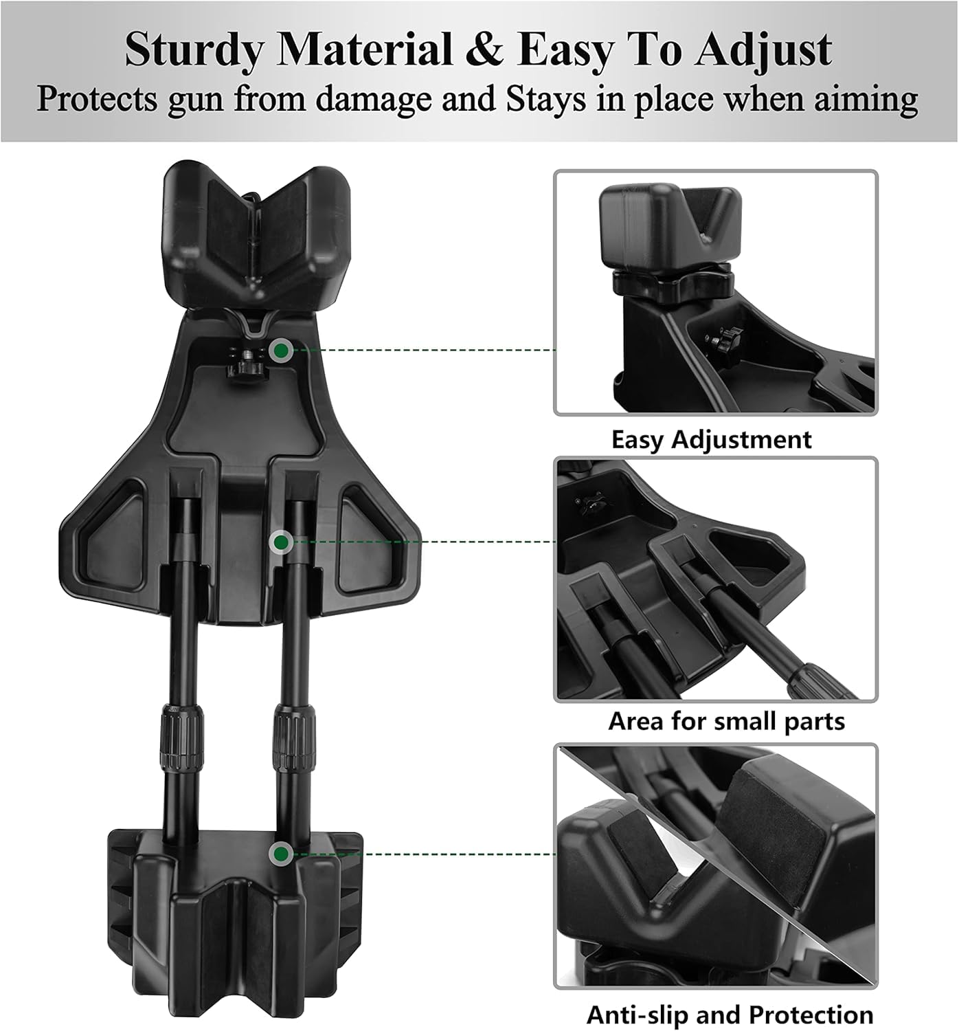 BOOSTEADY Supporto da Tiro per Fucili, Supporto da Tiro Anteriore e Posteriore Regolabile, Struttura Antiscivolo e Resistente, per la Mira di Fucili e Tiro All'aperto