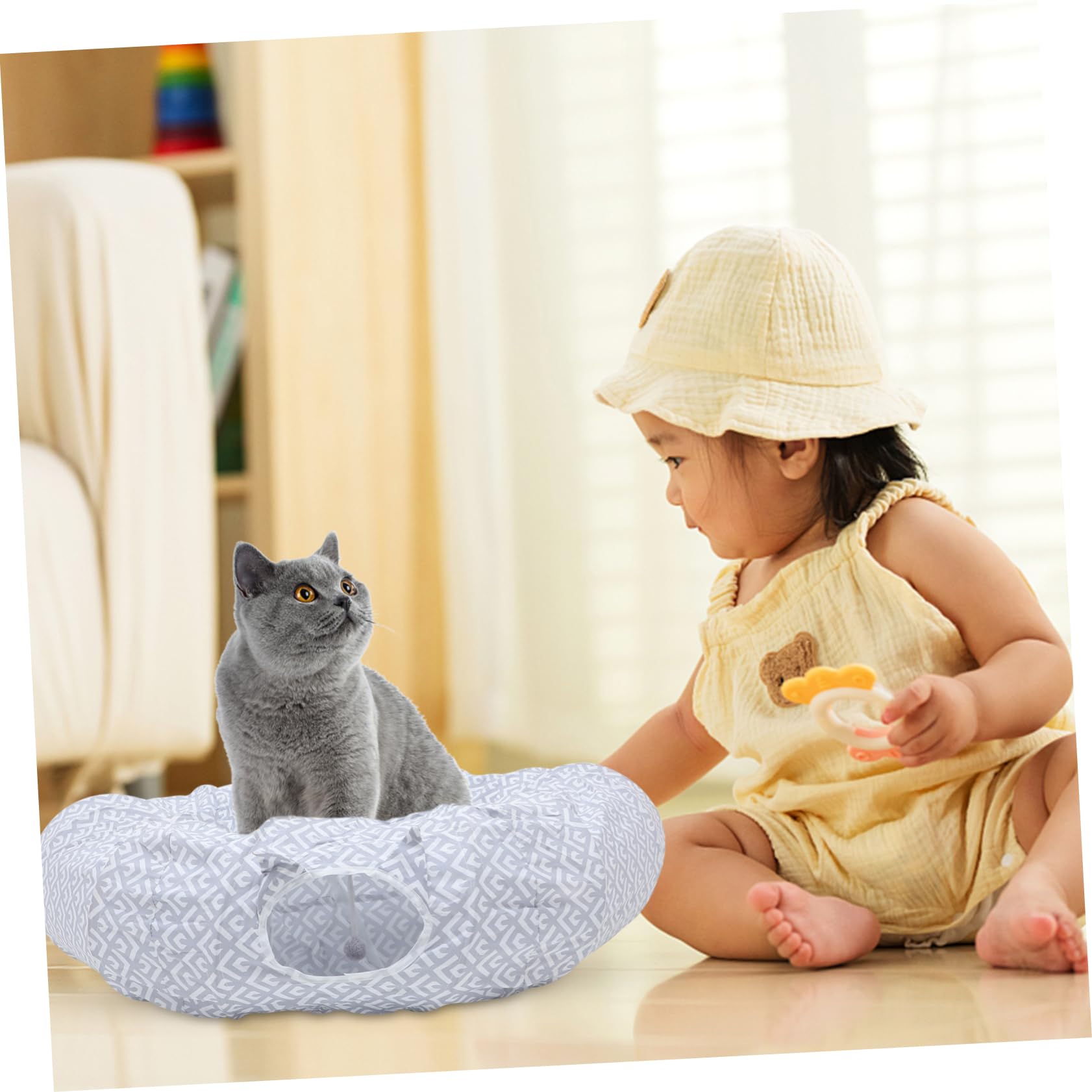 YARNOW Cama túnel para Gatos Desmontable Cat Tunnel Bed Jaula para Gatos al Aire Gatito Juguetes para de Interior Cama del túnel del Piso Tipo para paño