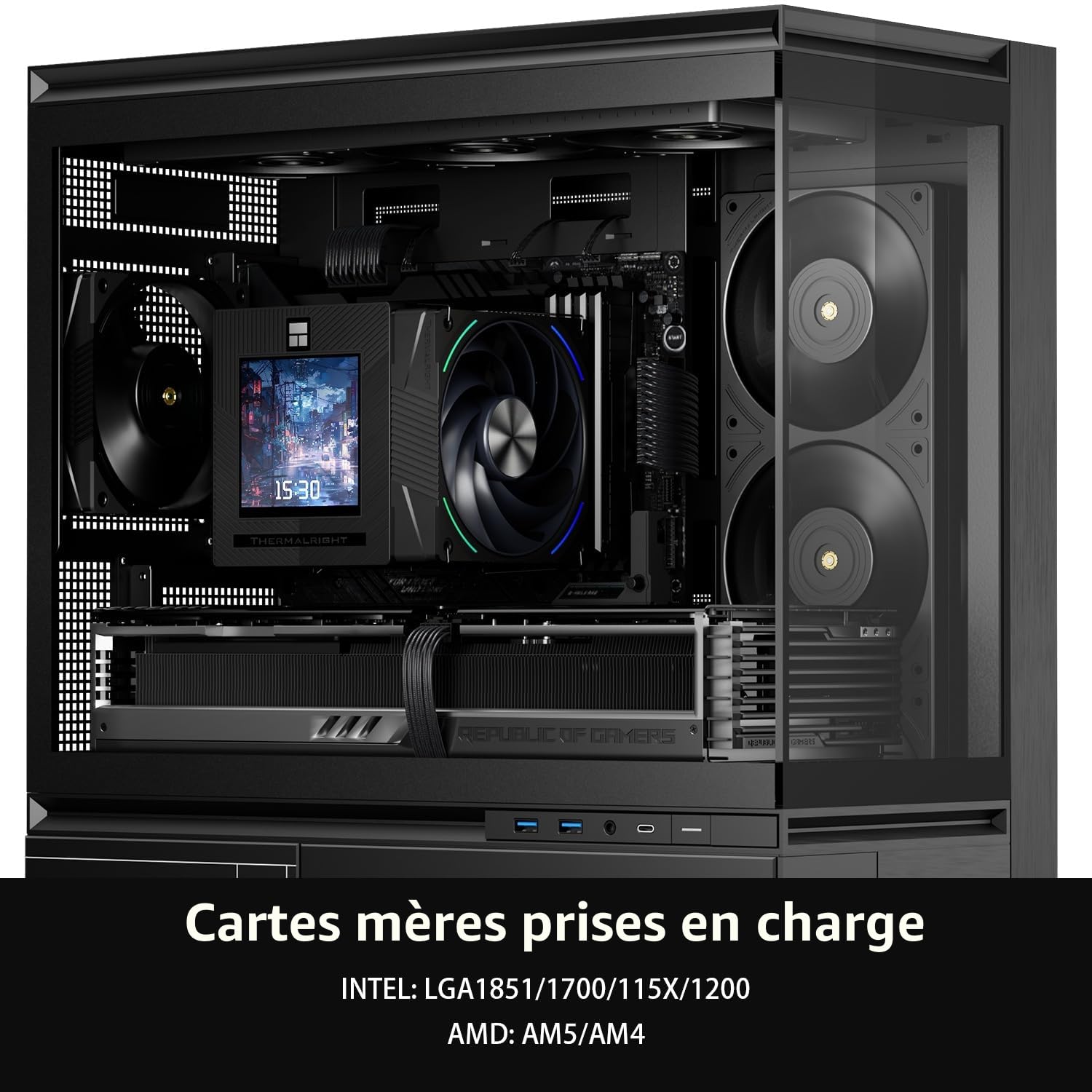 Thermalright Phantom Spirit 120 Vision EVO Refroidisseur de processeur, dissipateur thermique PC 7 caloducs, écran magnétique 3,95" avec résolution 480 x 480, pour AM4/AM5 et Intel LGA1700/1851/115x