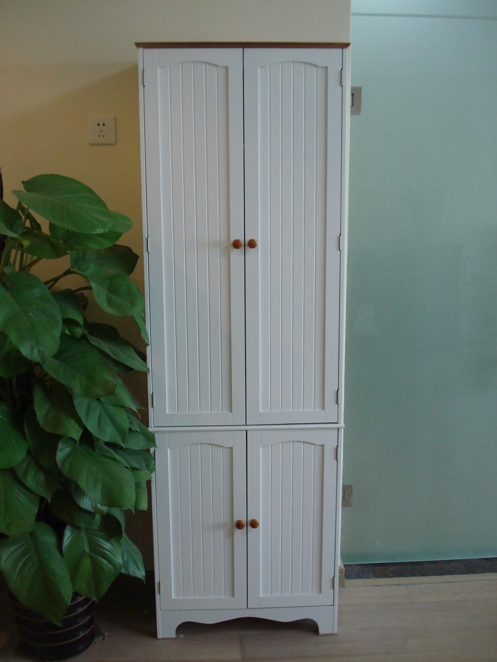 72.2" Tall Freestanding Storage Cabinet/Pantry Linen Cabinet, W:23.8" x D:11.8" x H: 72.2", White (HC-004)