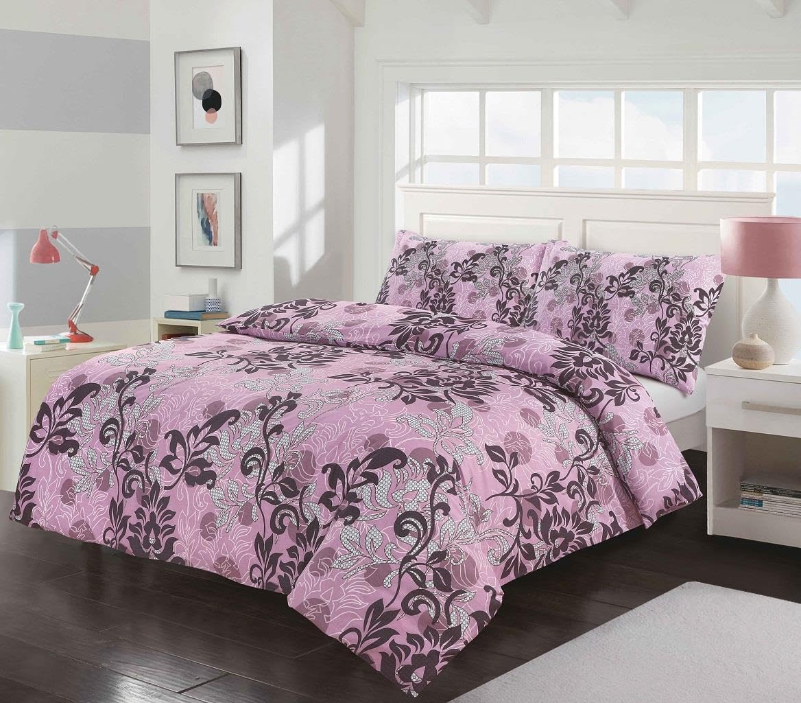 Kampala Hill Amelia Lilac Floral Duvet Cover Set Bedding Quilt Cover Set, King
