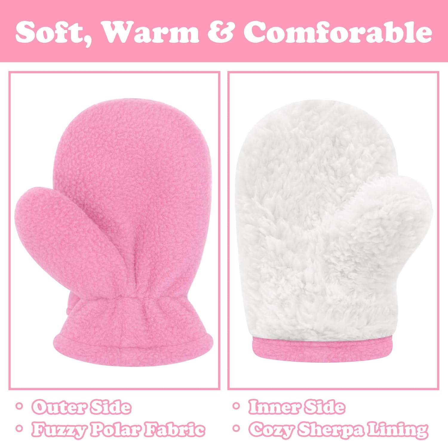 Sarfel Baby Mittens Toddler Gloves Kids Winter Gloves Baby Girl Boy Winter Mittens Infant Mittens 2 Pair Pack - Image 2