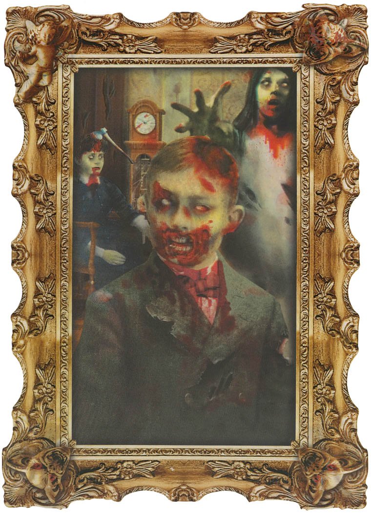 Amscan 194418 - Linsenrasterbild Rotting Zombie, Größe 45,7 x 30,4 cm, Portrait, Wanddekoration, Karneval, Mottoparty, Halloween