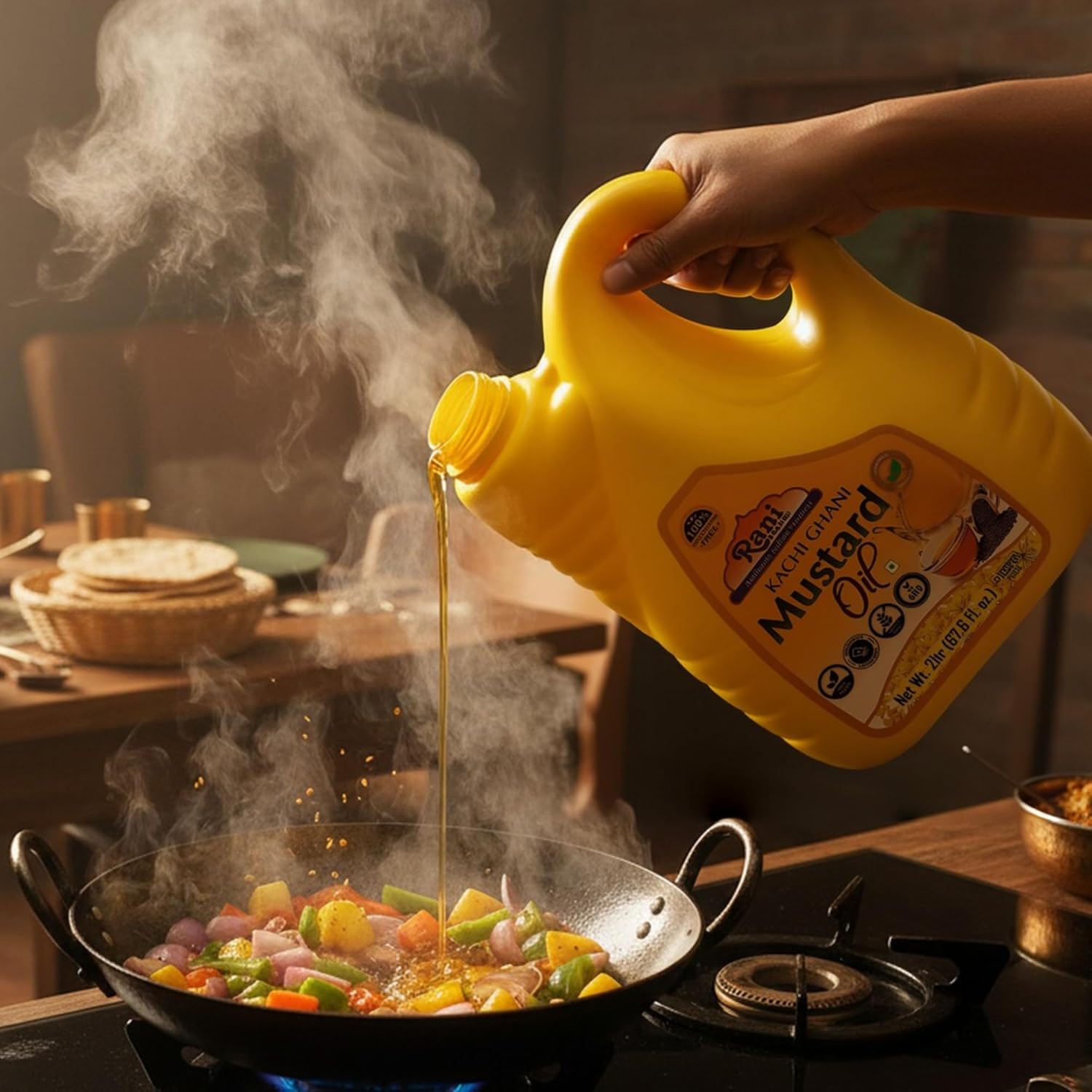 Rani Mustard Oil (Kachi Ghani) 67.6 Ounce (2 Liter) Pack of 2, NON-GMO | Gluten Free | Vegan | 100% Natural | Kosher