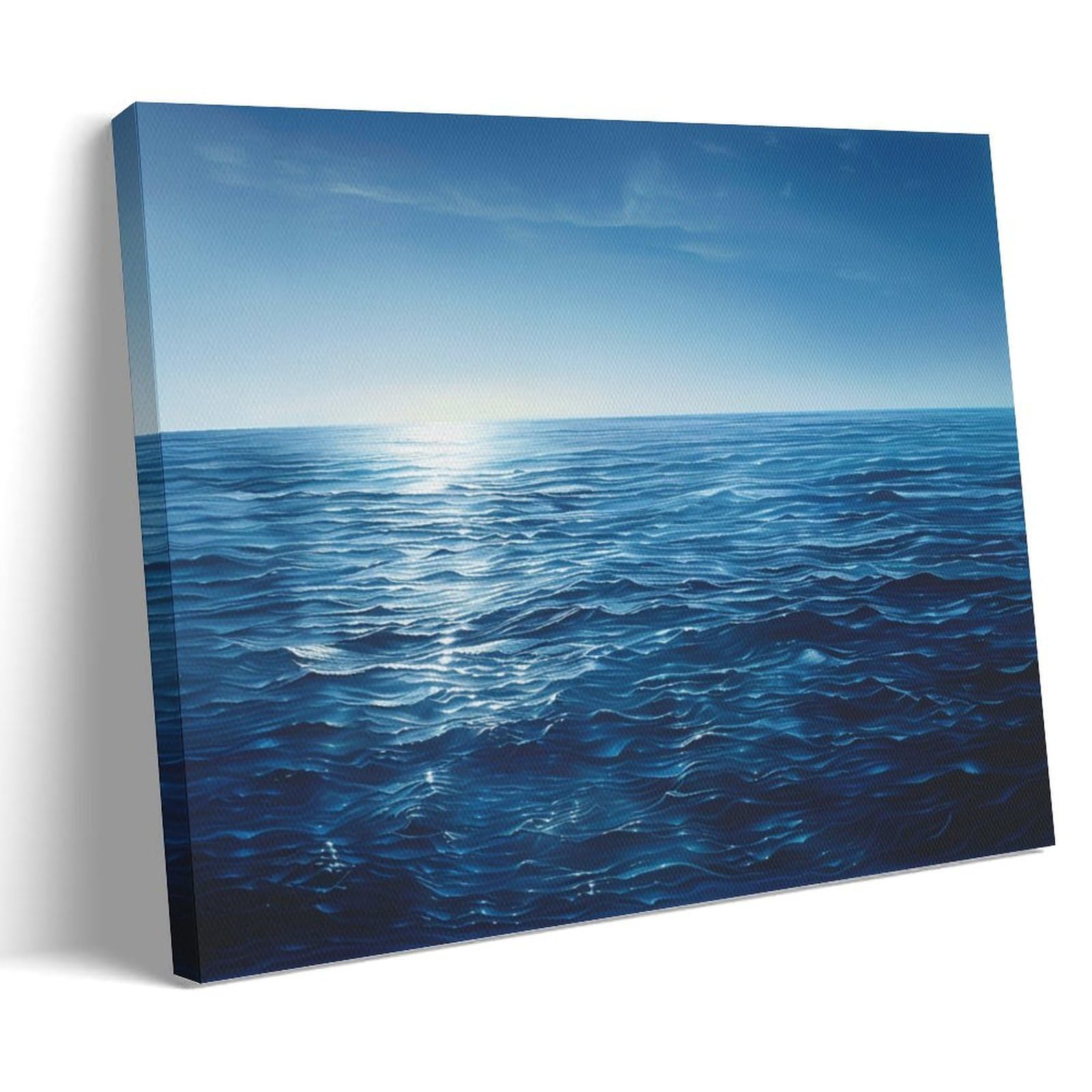 FYFMUSHE Blue Sea Canvas Wall Art Paintings Modern Natural Sea Landscape Pictures on Canvas Prints Framed Ready to Hang Artwork for Bedroom Home Decor 20x30inch(50x75cm)