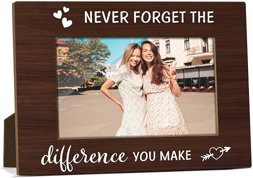 Never Forget The Difference You Make Picture Frame, 4x6 Wood Photo Frame, Appreciation Gifts for Coworker Friend Teacher Leader Boss, Picture Photo Frames for Desk Decor -48