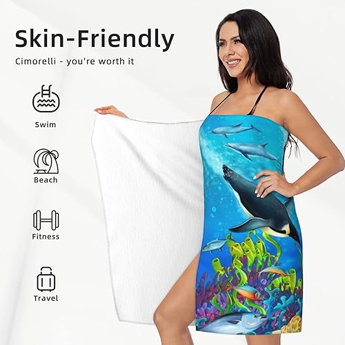 Miniatura 5 de Toalla de playa de gran tamaño con diseño de pingüino, sin arena azul, para mujeres, hombres y niños, toalla de baño altamente absorbente de secado