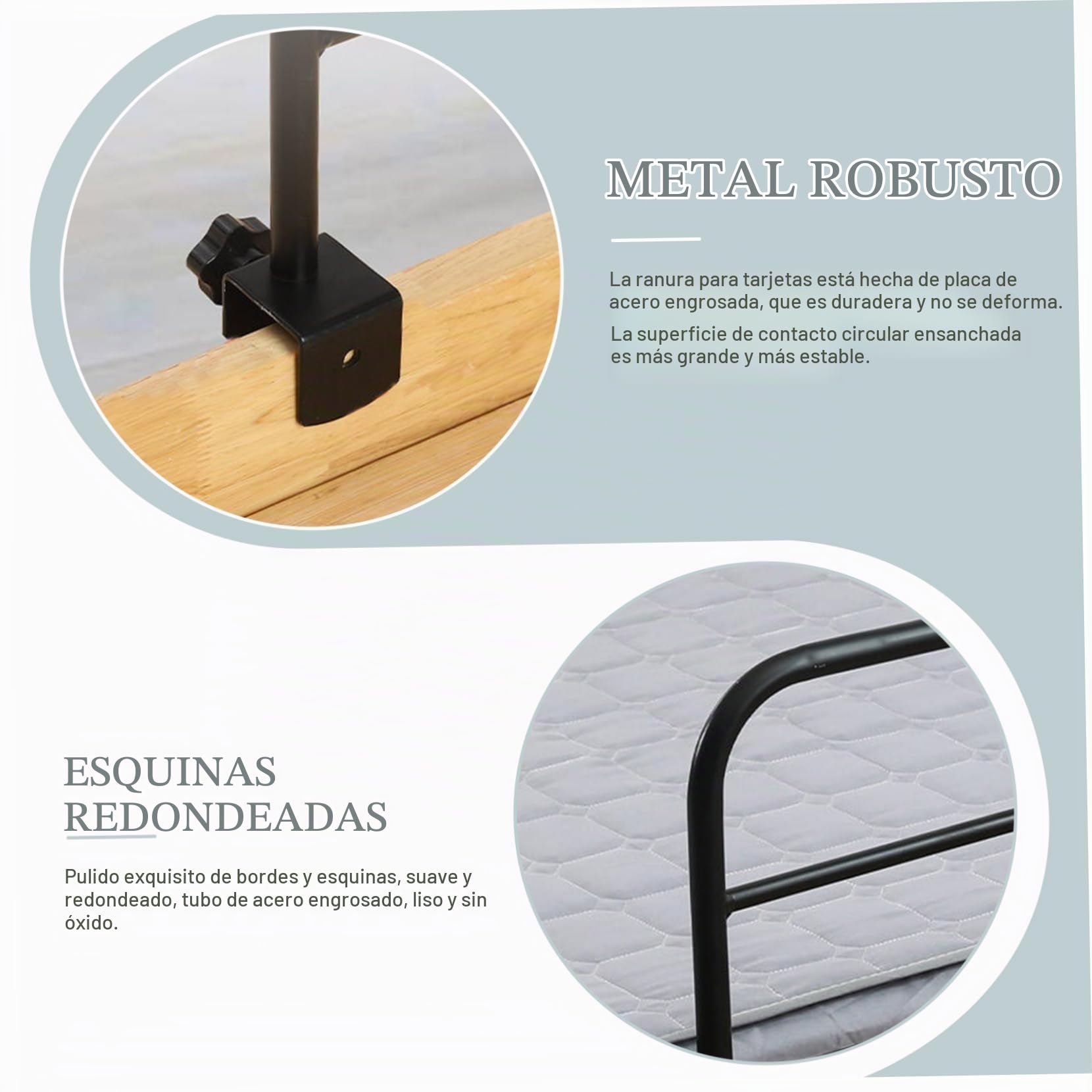 Barandillas de Cama para Adultos Mayores, Ajustables, de Metal, con Clip y sin taladros, para Estudiantes, Embarazadas y Personas con discapacidad.