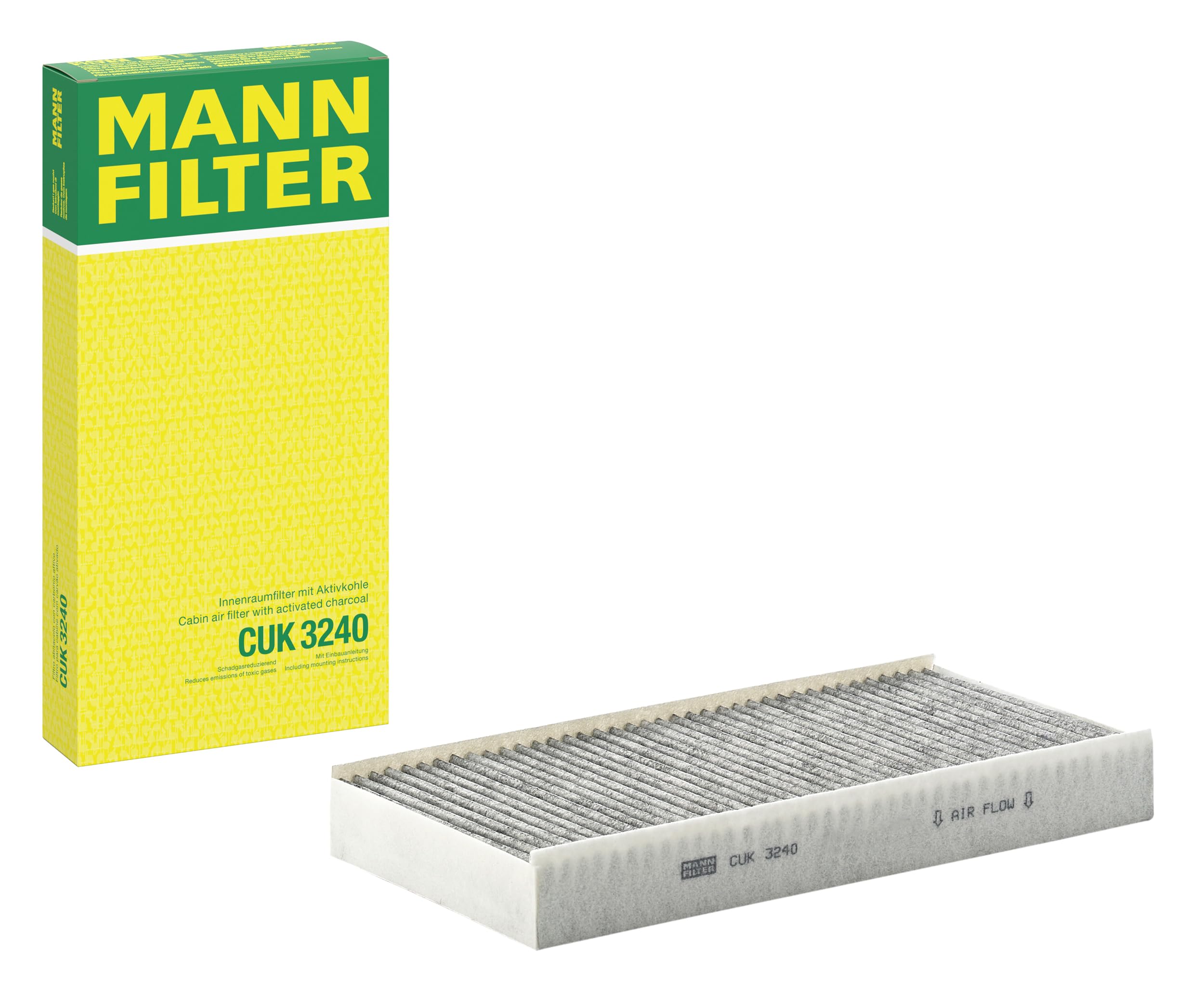MANN-FILTER CUK 3240 Cabin Air Filter - Pollen Filter with Activated Carbon - for Cars + Transporters