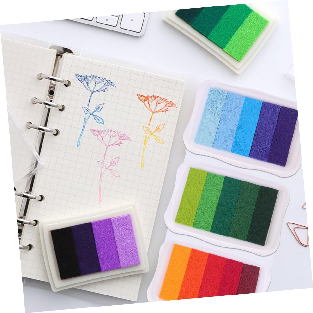 STOBOK 3pcs Craft Gradient Ink Pad Five Water-Based Stamping Pad for Boys and Girls for Scrapbooking and Craft Projects Quick Drying and Easy to Clean Gradient Design