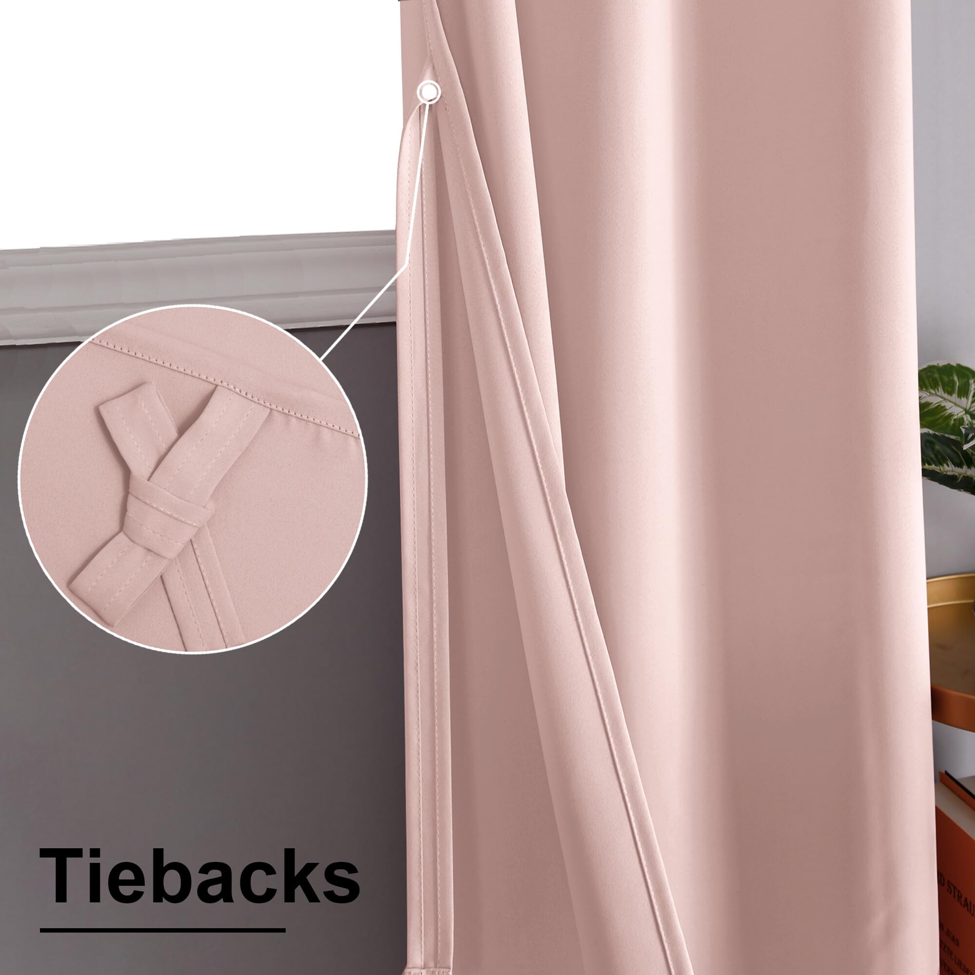 XWZO Cortinas opacas con ollaos, 2 piezas, cortinas con lazos, cortinas opacas para dormitorio, salón, oficina, 260 x 140 cm, rosa claro