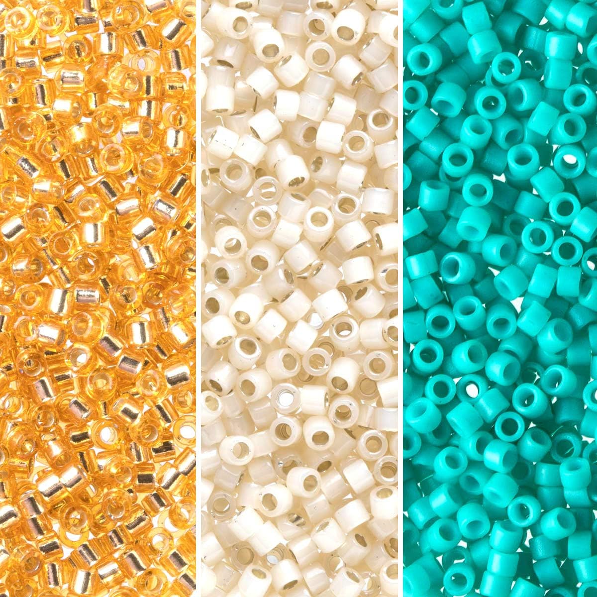 Miyuki Delica Seed Beads Bundle: Size 11/0, Sandy Beaches Collection DB42, DB793, DB1451-3 Tubes of 7.2 Grams