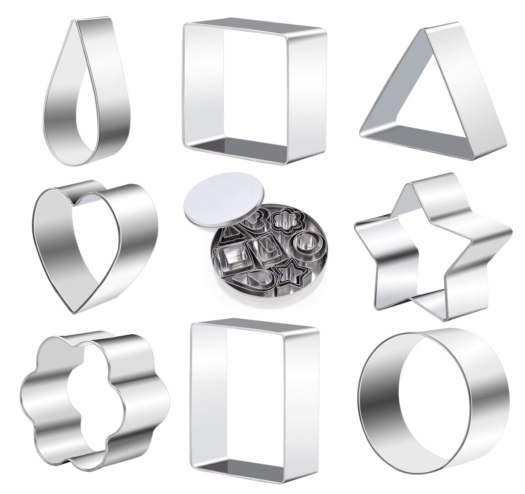 Set 24 Formine Per Biscotti In Acciaio Inox - Cuore, Stella, Fiore E Forme Geometriche - Foto 2