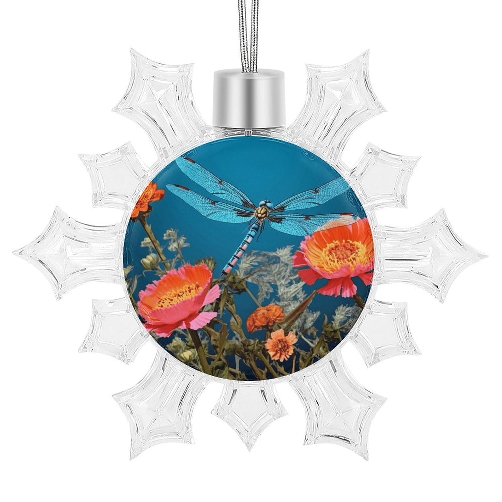 Dragonfly and Flower Snowflake Ornaments Cute Snowflake Pendant Exquisite Christmas Tree Ornaments for Christmas Weddings New Year Birthday Holiday Celebration