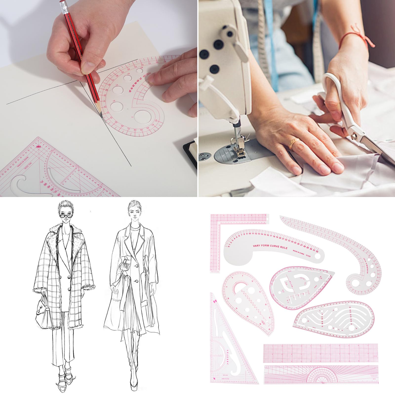 9 Styles Pattern Master French Curve Rulers, Sewing Ruler Tailor Set Including Vinyl And Flower Curve Rulers - Image 2