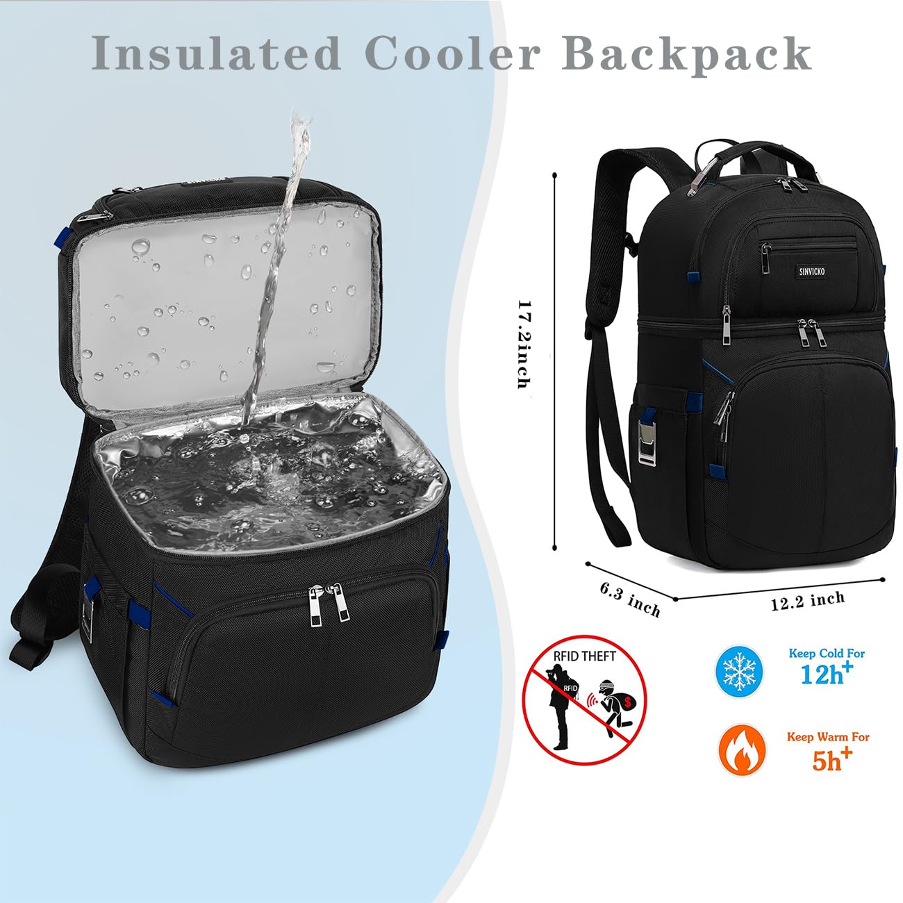 Zaino Termico Refrigerante Impermeabile 30 Lattine, Isolato 20h, Per Spiaggia E Campeggio, Rosa