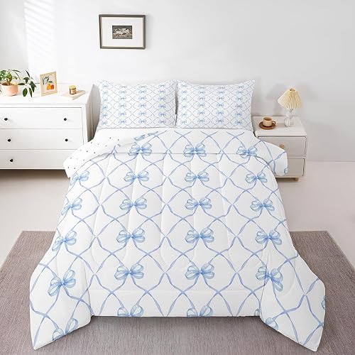 Erosebridal Bowknot Comforter Set King Bow Knot Bedding for Kids Butterfly Knot 