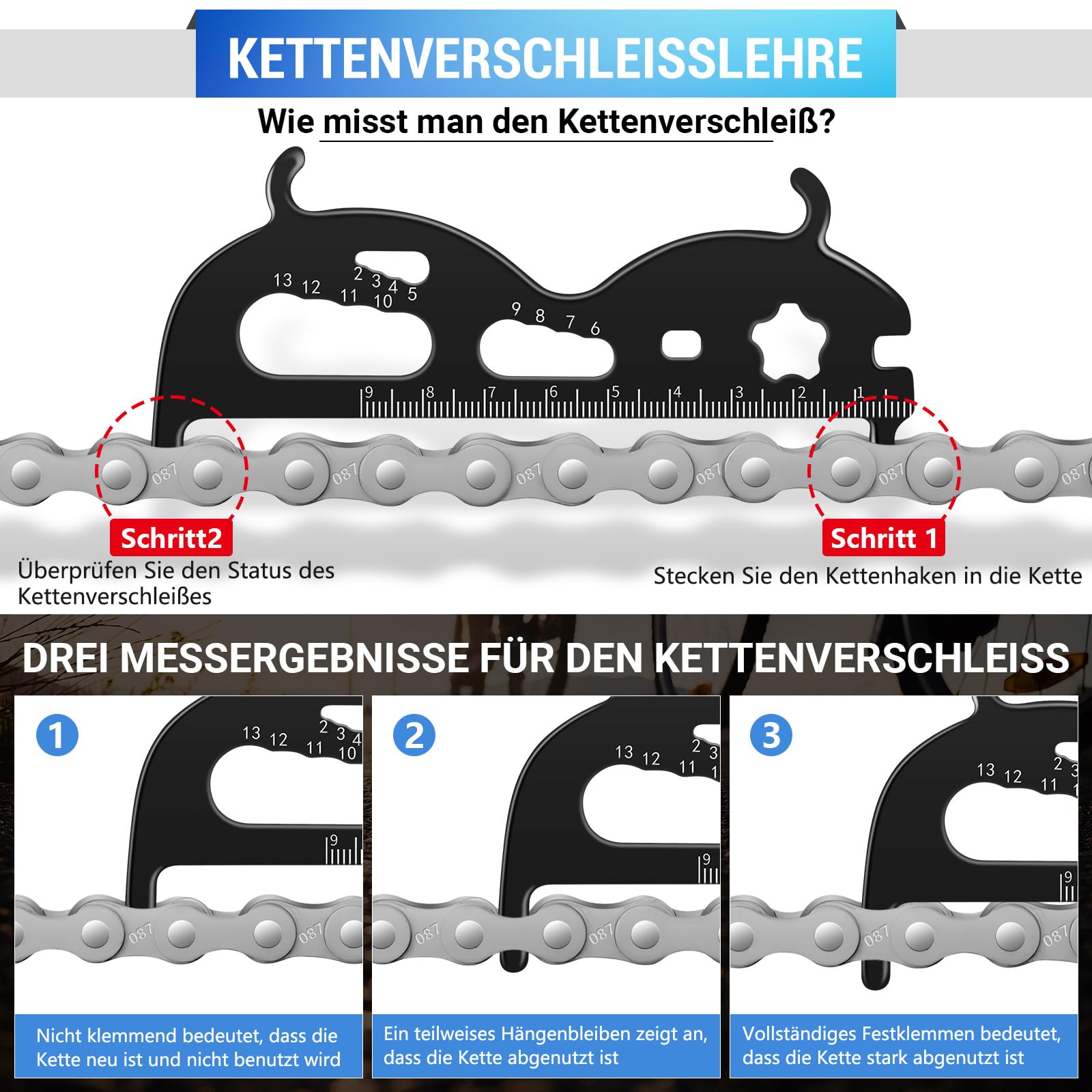 Derive Chaine Velo, Pince Chaine Velo, Vérificateur De Chaîne,Jauge