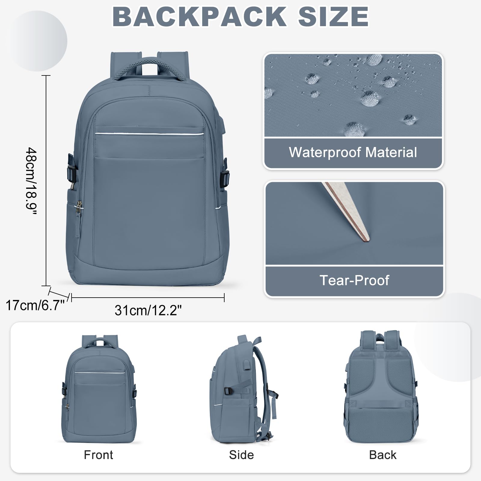 SZLX Borse da Viaggio 45x36x20 Zaino Easyjet Donna Zaino Ryanair 40x20x25 Bagaglio a Mano Zaino impermeabile uomo trekking, Borsa da Viaggio Cabina aereo Zaino per Laptop con Porta di ricarica USB