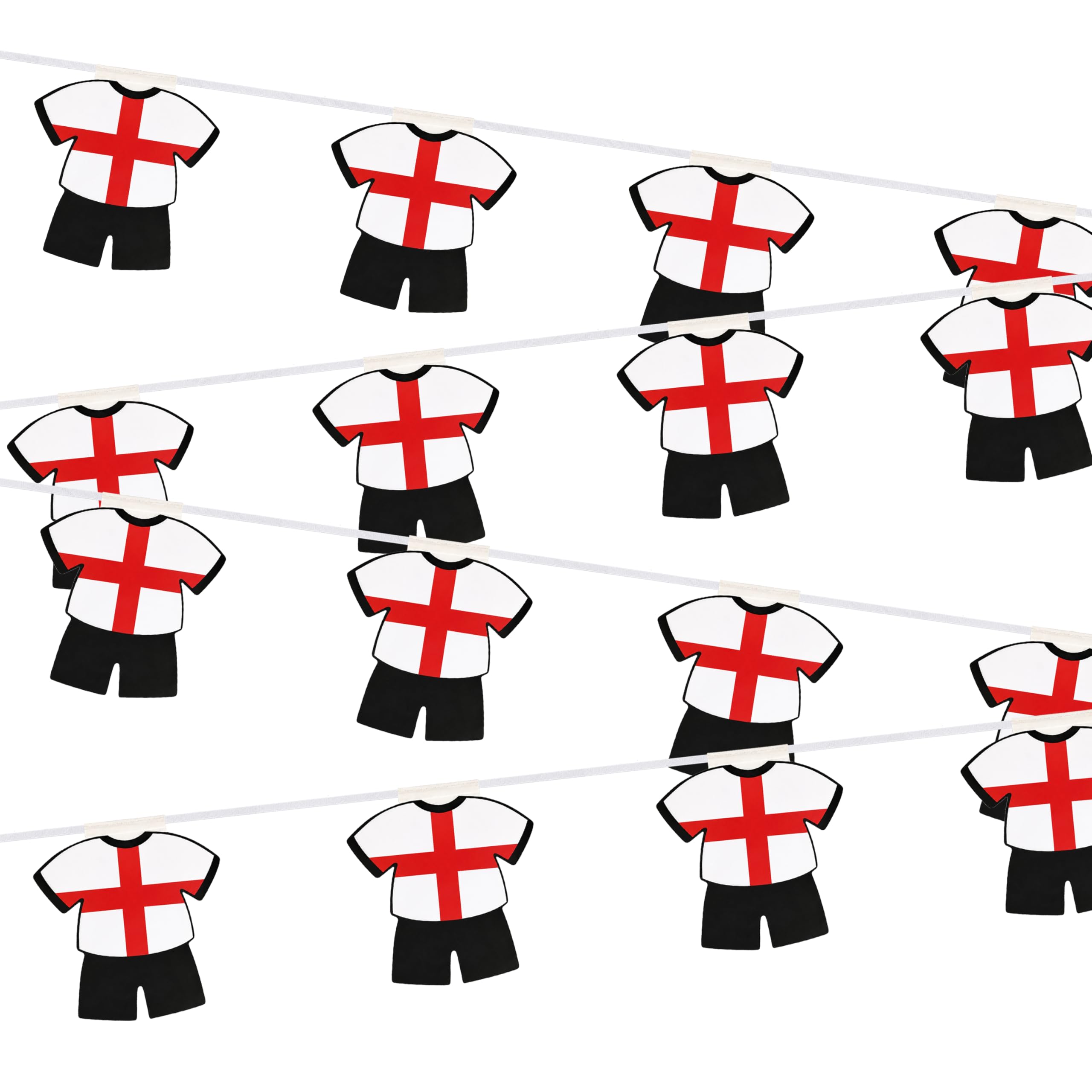 England Shirt Bunting 2 Pack - 18.3m Total Length – 64 Football Shirt Pennants 18cm x 17cm, Football Party Decorations for Euro Cup, World Cup, Match Day, Garden Indoor Outdoor Celebrations