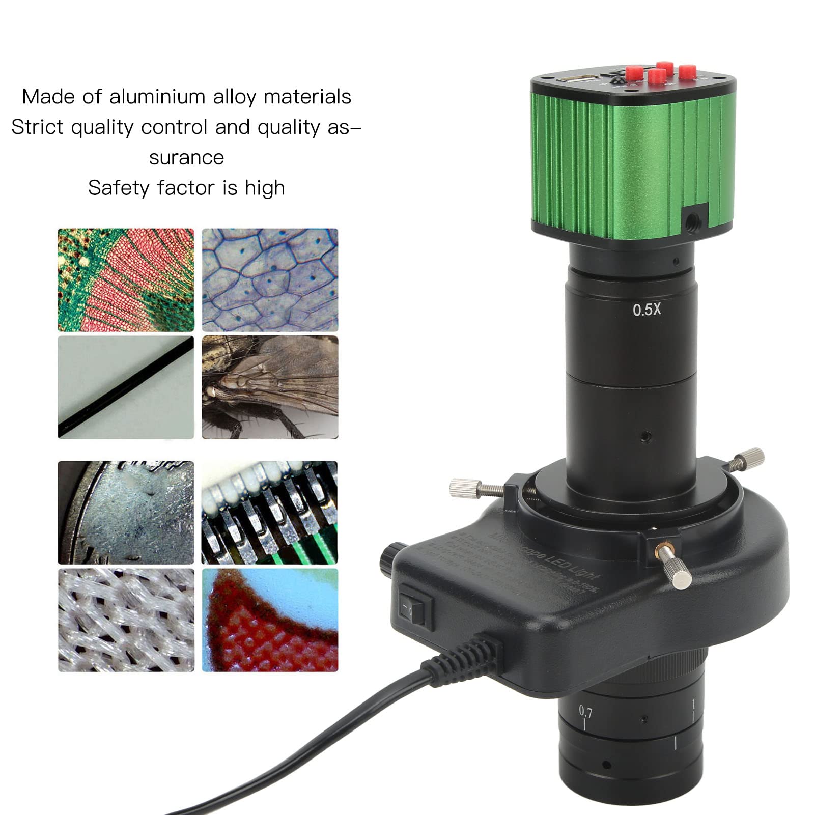 KIMISS Cámara de Inspección HD USB Cámara de Microscopio Industrial HD 1080P 2K USB 10X‑180X Zoom de Longitud Focal Completa Lente de Microscopio de Montaje en C para Reparación de Teléfonos(#1)